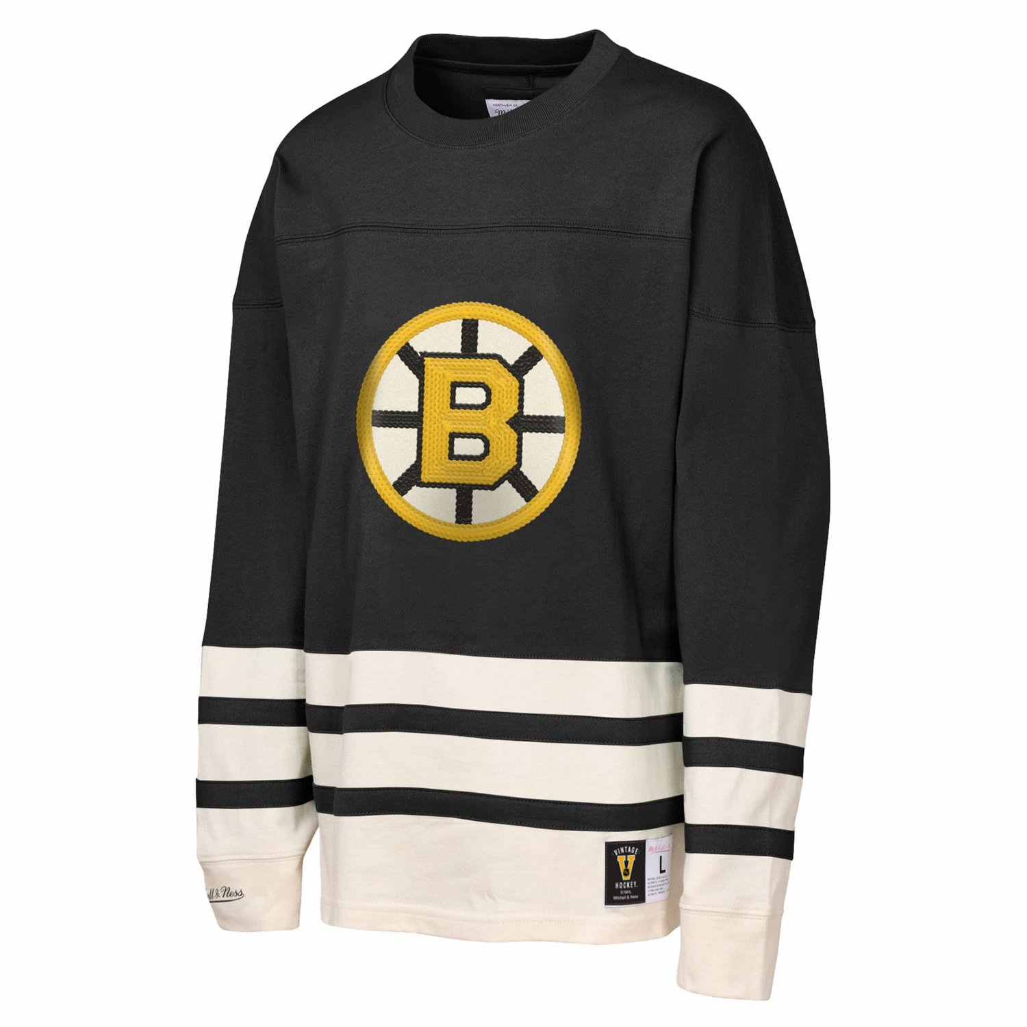 Youth Mitchell  Ness Boston Bruins Chainstitch Heavyweight Long Sleeve Top - view number 2