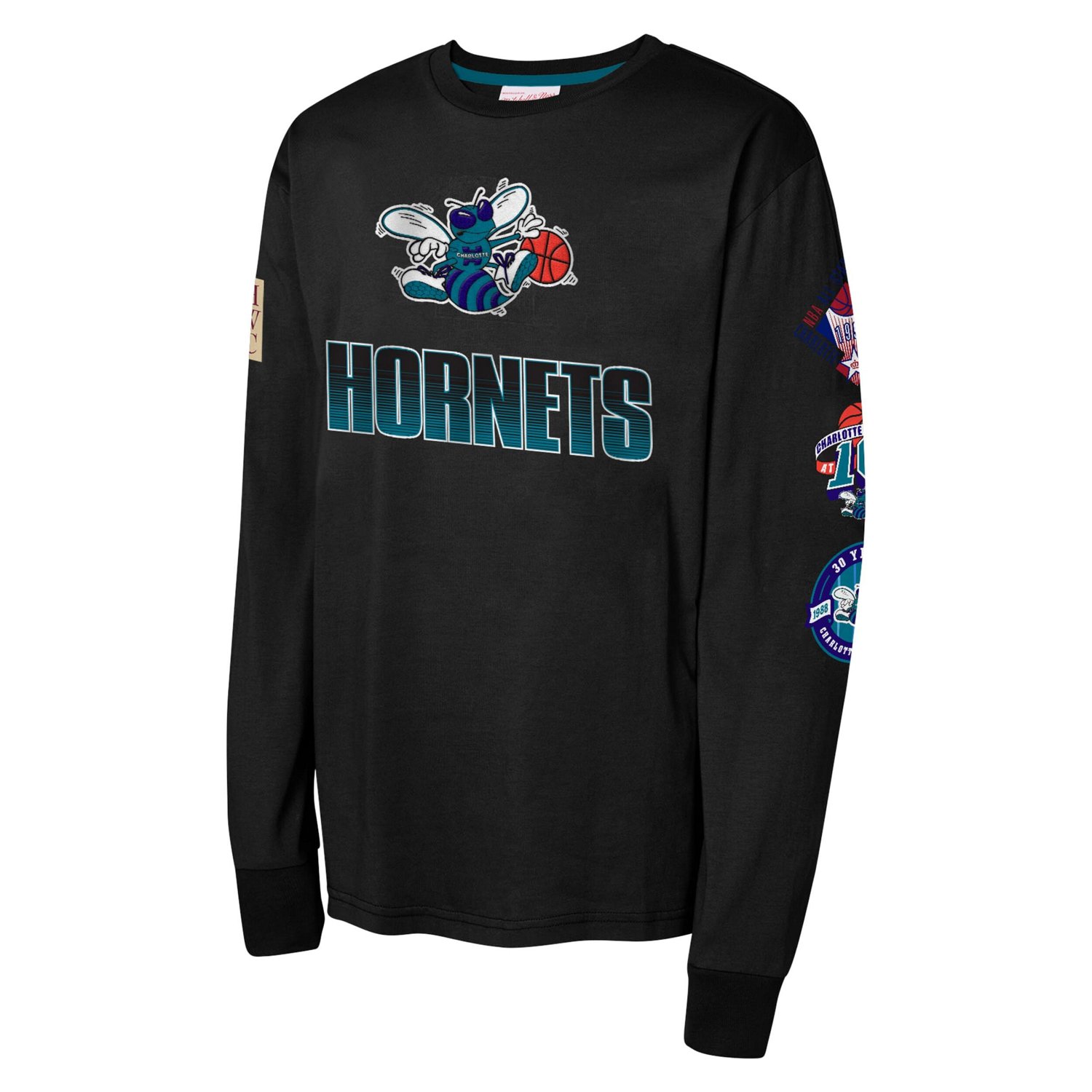 Youth Mitchell  Ness Charlotte Hornets Hardwood Classic All Over Long Sleeve T-Shirt - view number 2