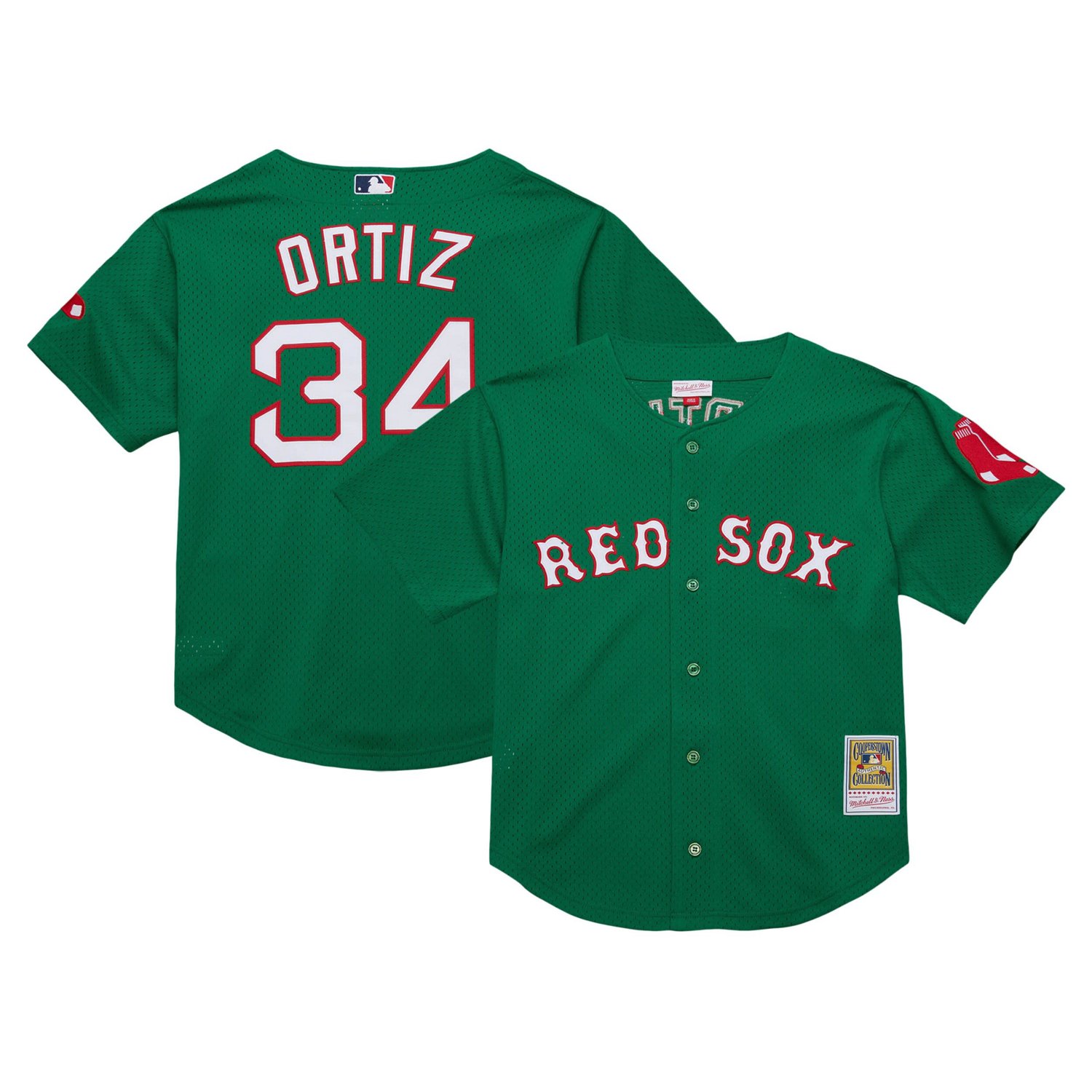 Youth Mitchell  Ness David Ortiz Boston Red Sox Cooperstown Collection Mesh Batting Practice Jersey