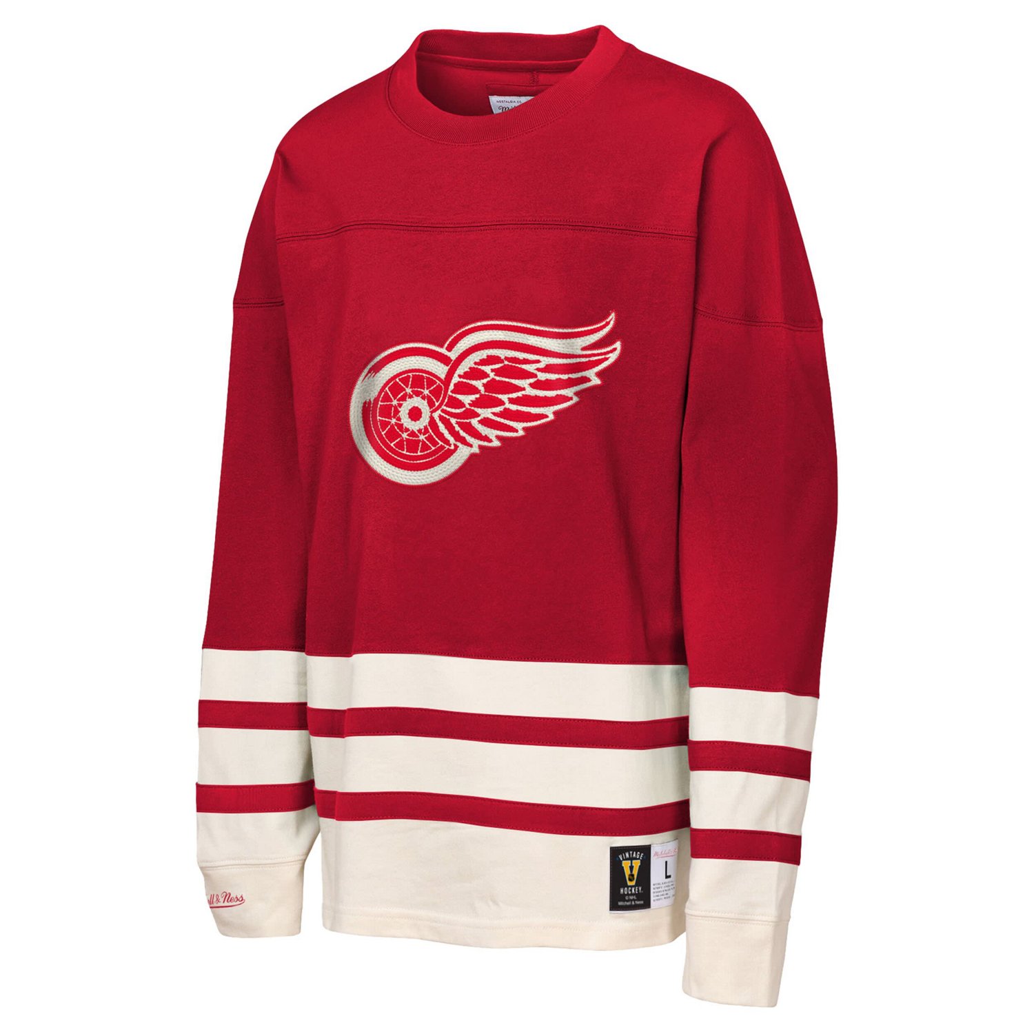 Youth Mitchell  Ness Detroit Wings Chainstitch Heavyweight Long Sleeve Top - view number 2