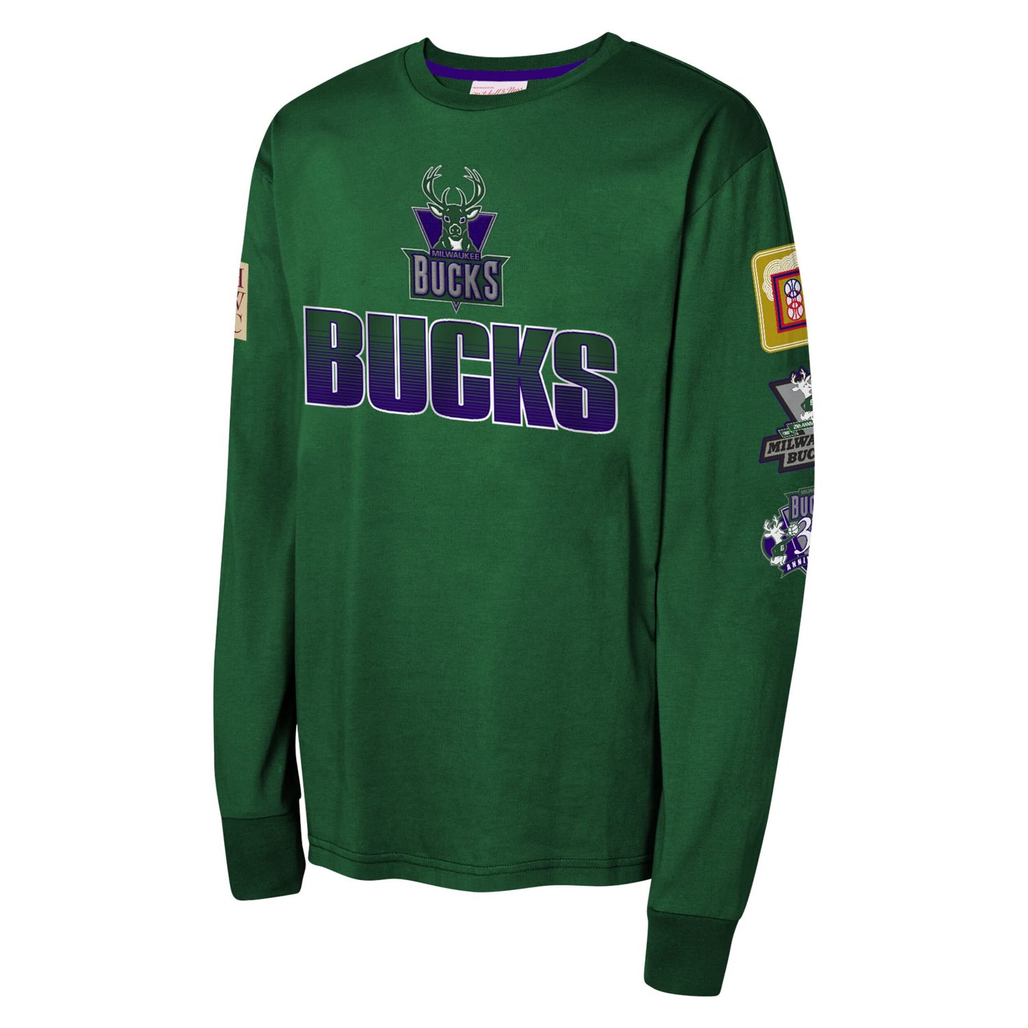 Youth Mitchell  Ness Hunter Milwaukee Bucks Hardwood Classics All Over Long Sleeve T-Shirt - view number 2