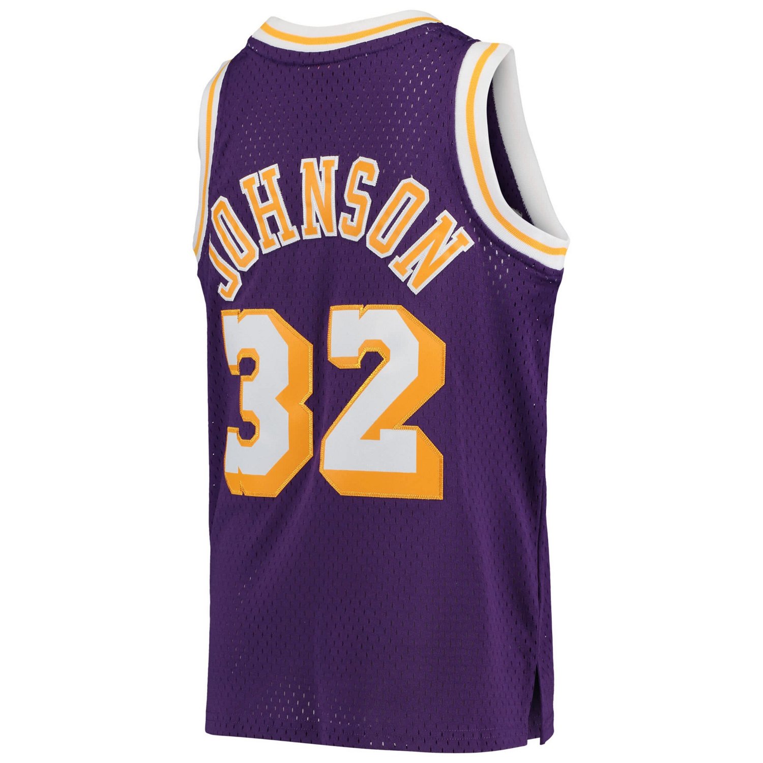 Youth Mitchell  Ness Magic Johnson Los Angeles Lakers 1984-85 Hardwood Classics Swingman Throwback Jersey - view number 3