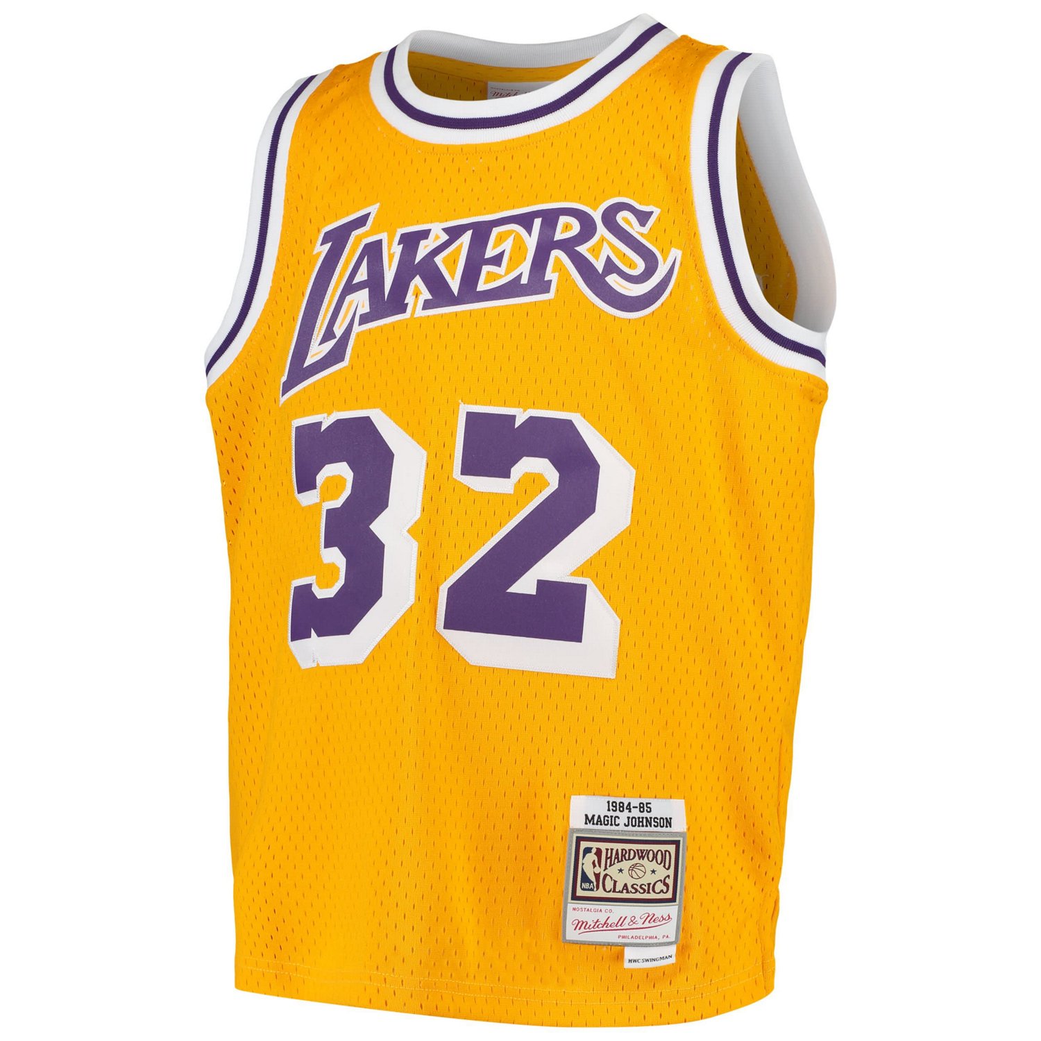 Youth Mitchell  Ness Magic Johnson Los Angeles Lakers Swingman Throwback Jersey - view number 2