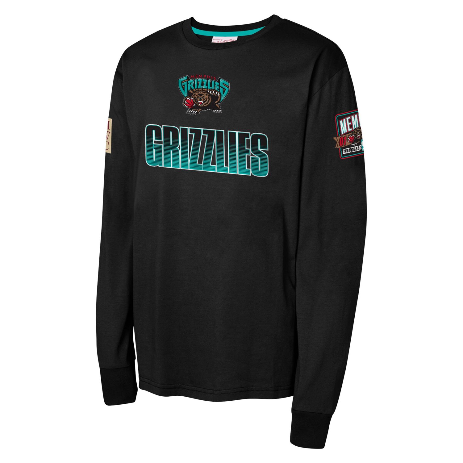 Youth Mitchell  Ness Memphis Grizzlies Hardwood Classics All Over Long Sleeve T-Shirt - view number 2
