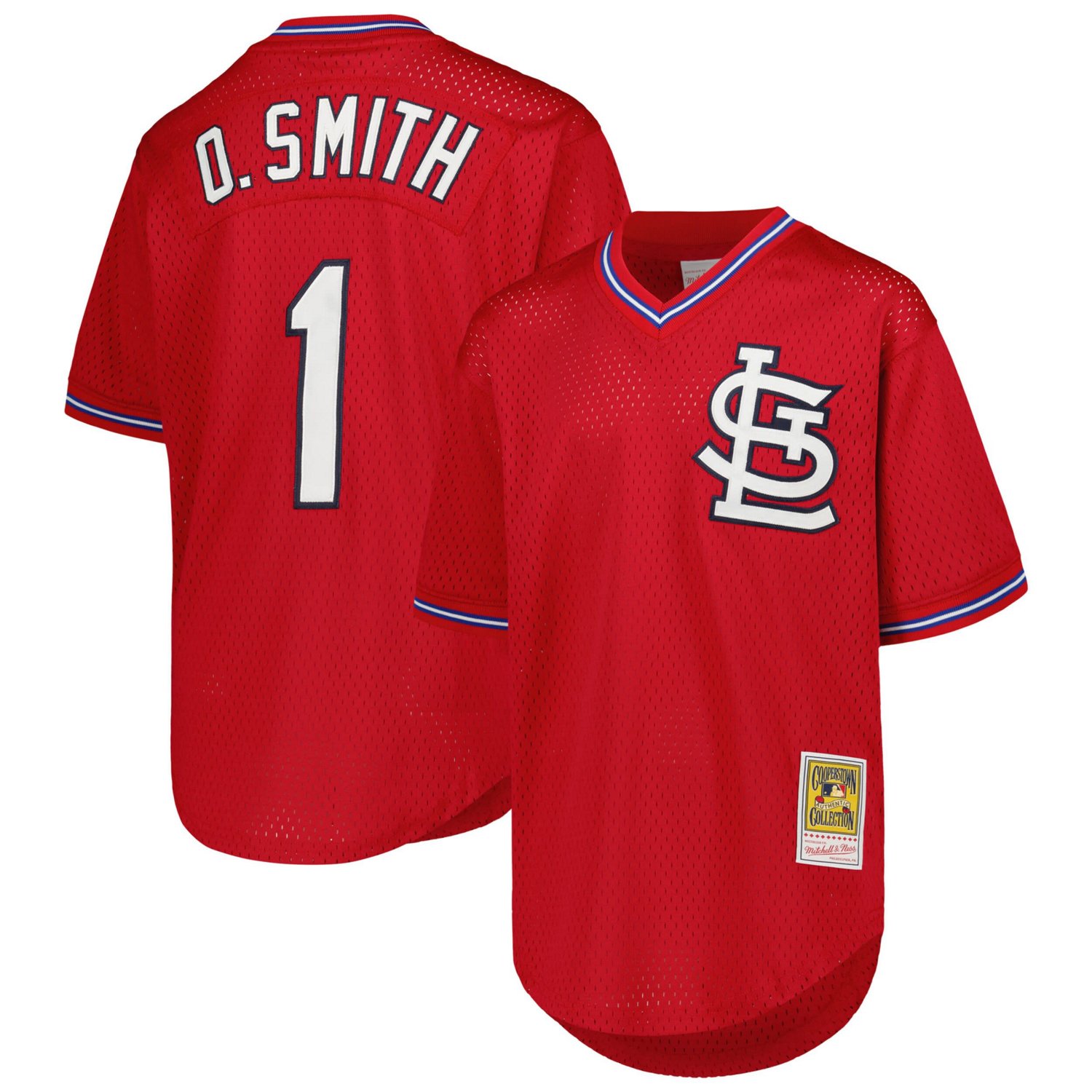 Youth Mitchell  Ness Ozzie Smith St Louis Cardinals Cooperstown Collection Mesh Batting Practice Jersey