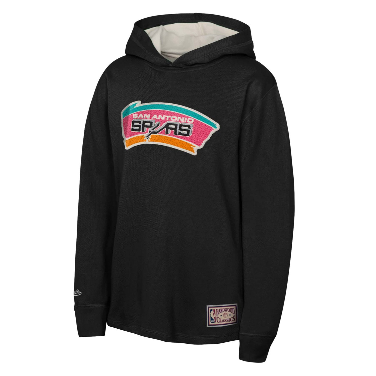 Youth Mitchell  Ness San Antonio Spurs Hardwood Classics Lightweight Thermal Long Sleeve Hoodie T-Shirt - view number 2