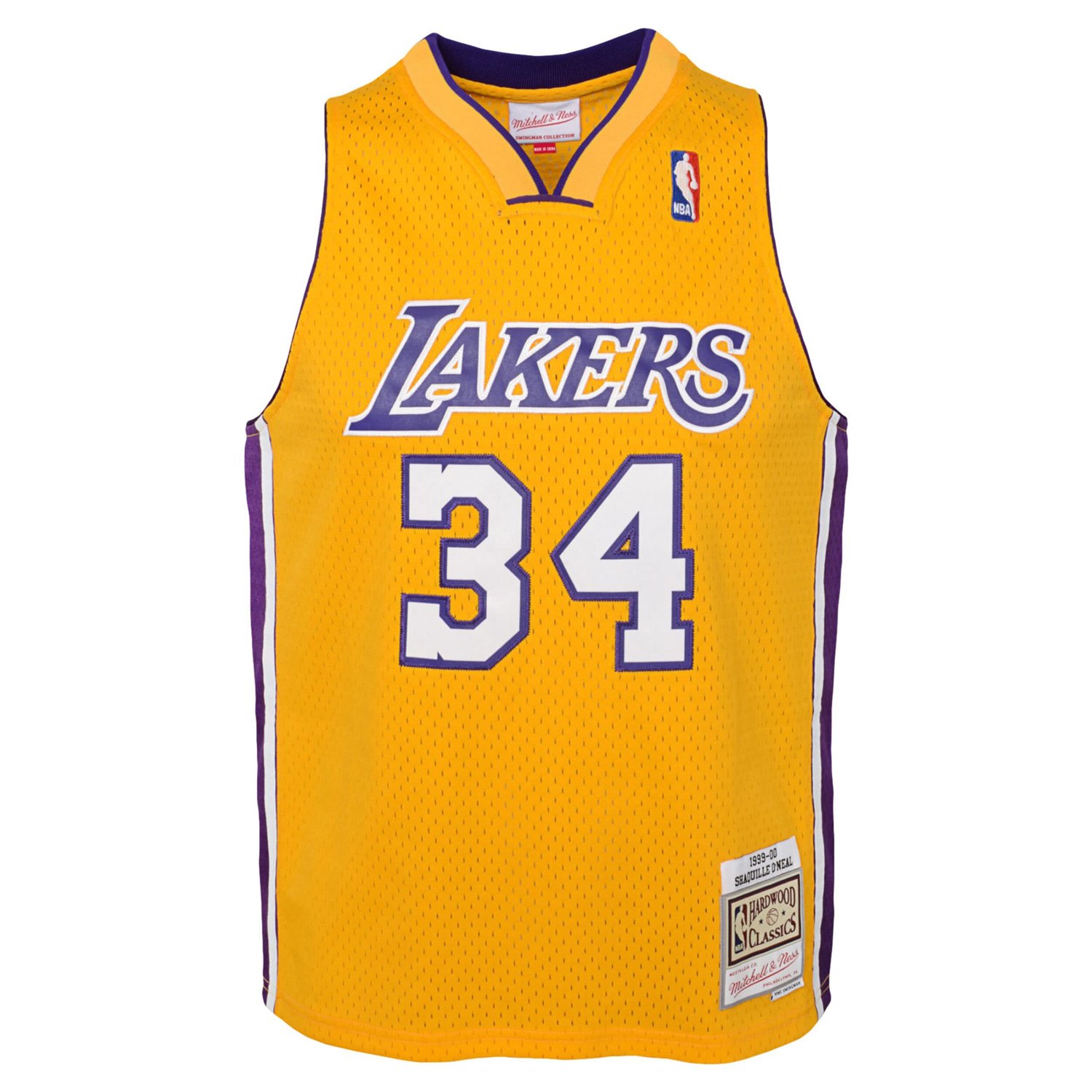 Youth Mitchell  Ness Shaquille O'Neal Los Angeles Lakers 1999 00 Hardwood Classics Swingman Jersey - view number 2
