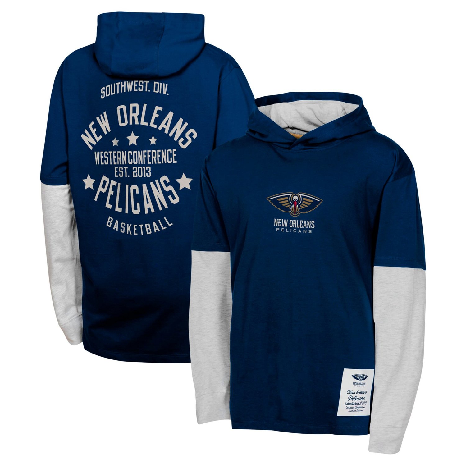 Youth New Orleans Pelicans Small Ball Long Sleeve Hoodie T-Shirt                                                                 - view number 1