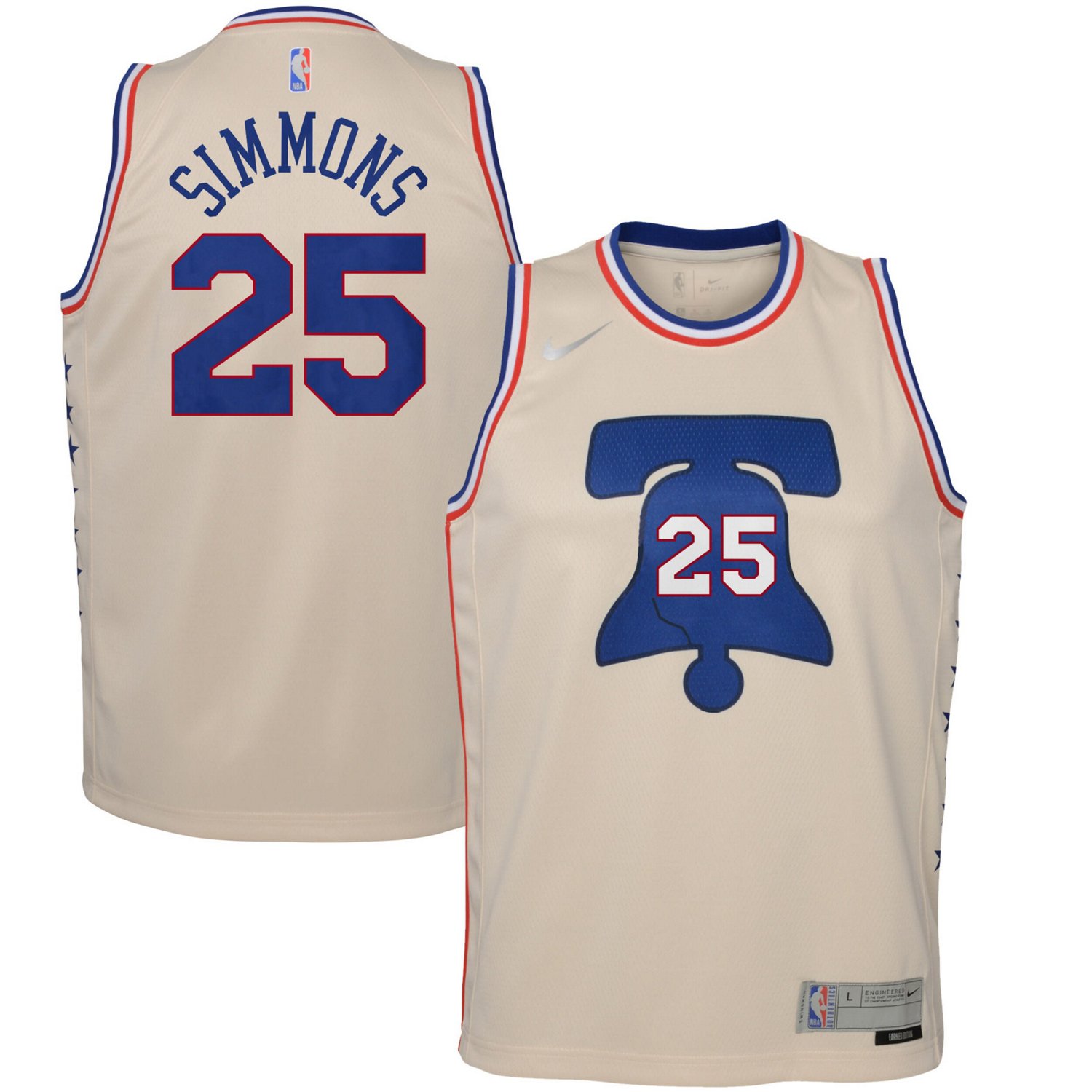 Youth Nike Ben Simmons Philadelphia 76ers 2020 21 Swingman Player Jersey - Earned Edition - view number 1