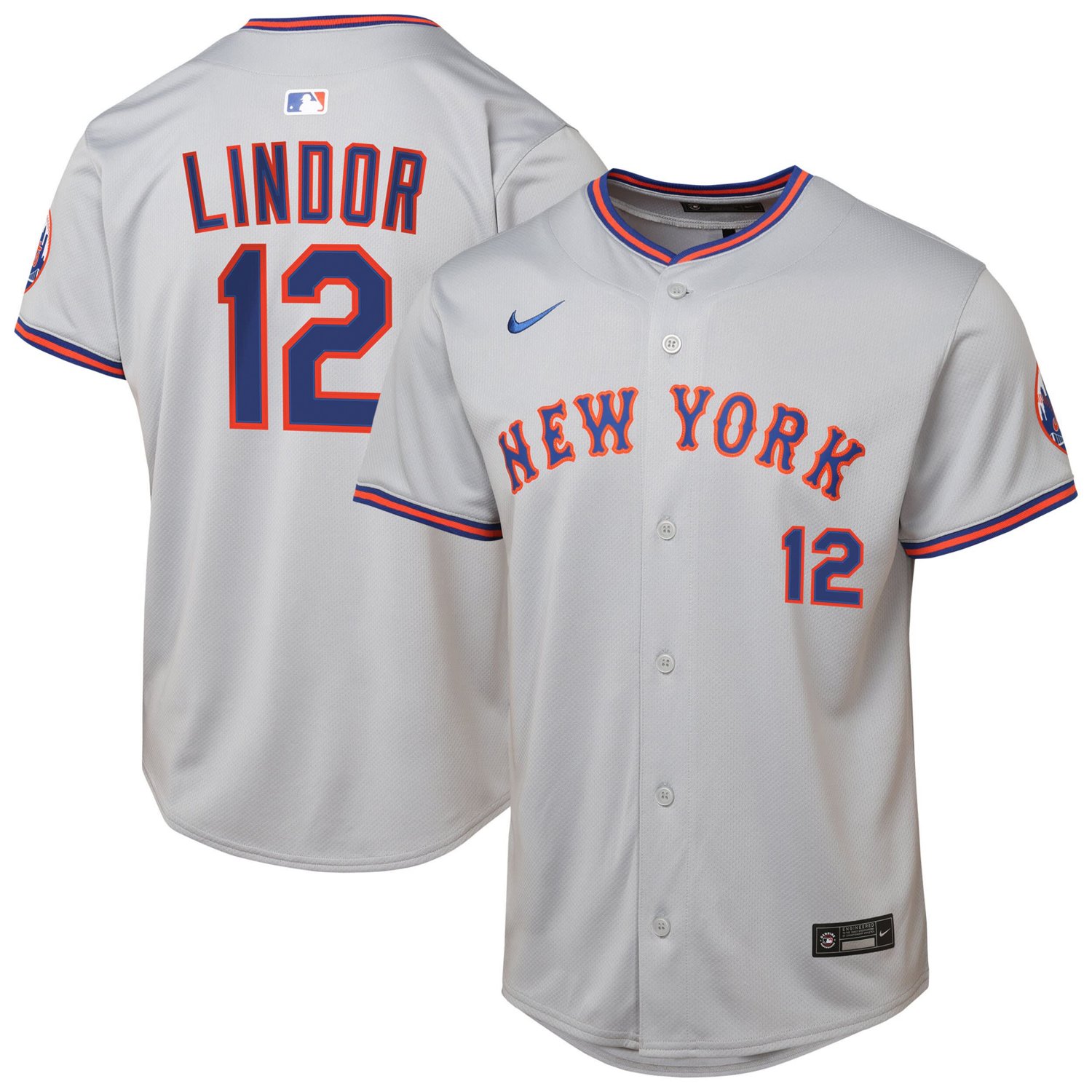 Youth Nike Francisco Lindor New York Mets Road Limited Jersey - view number 1