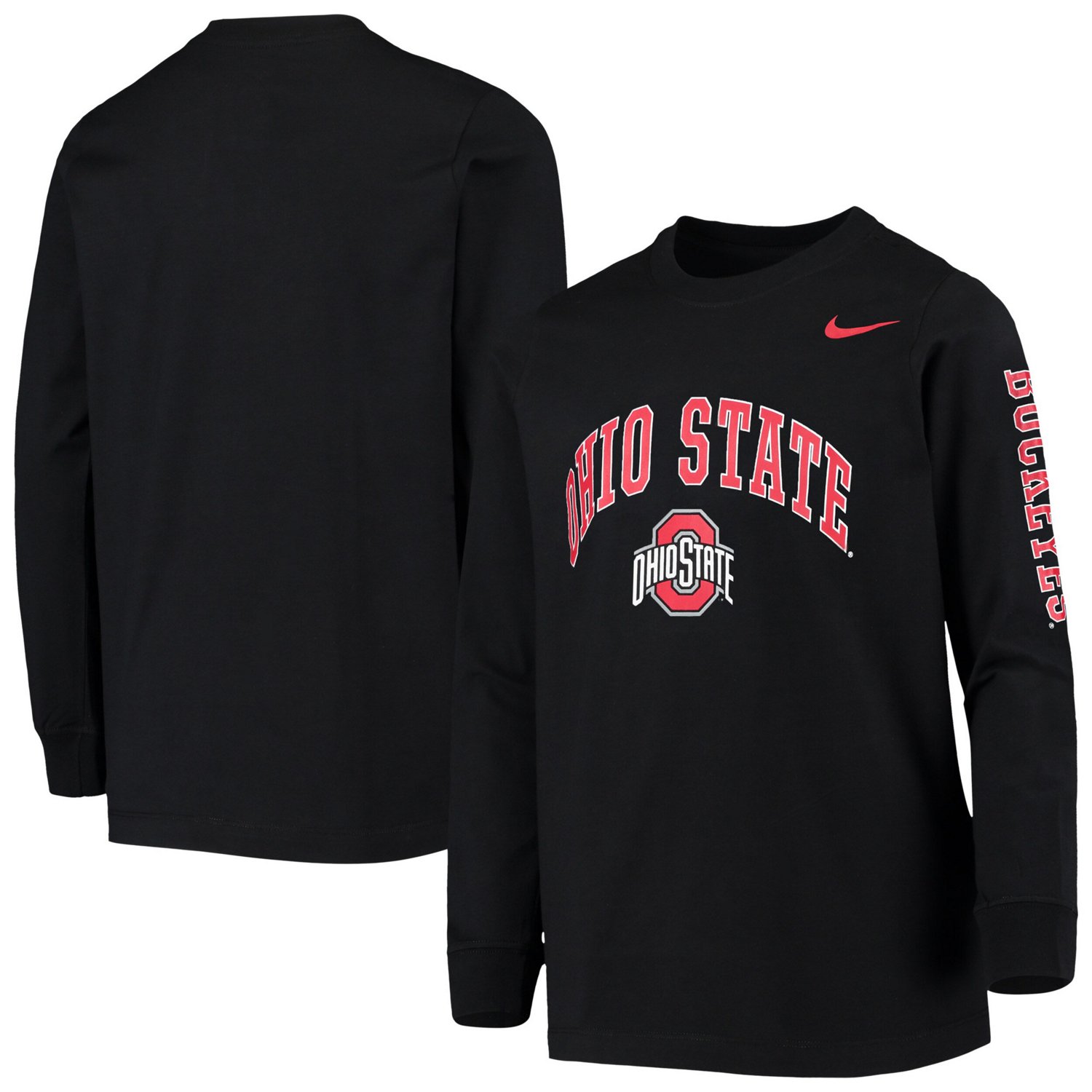 Youth Nike Ohio State Buckeyes Arch  Logo 2-Hit Long Sleeve T-Shirt