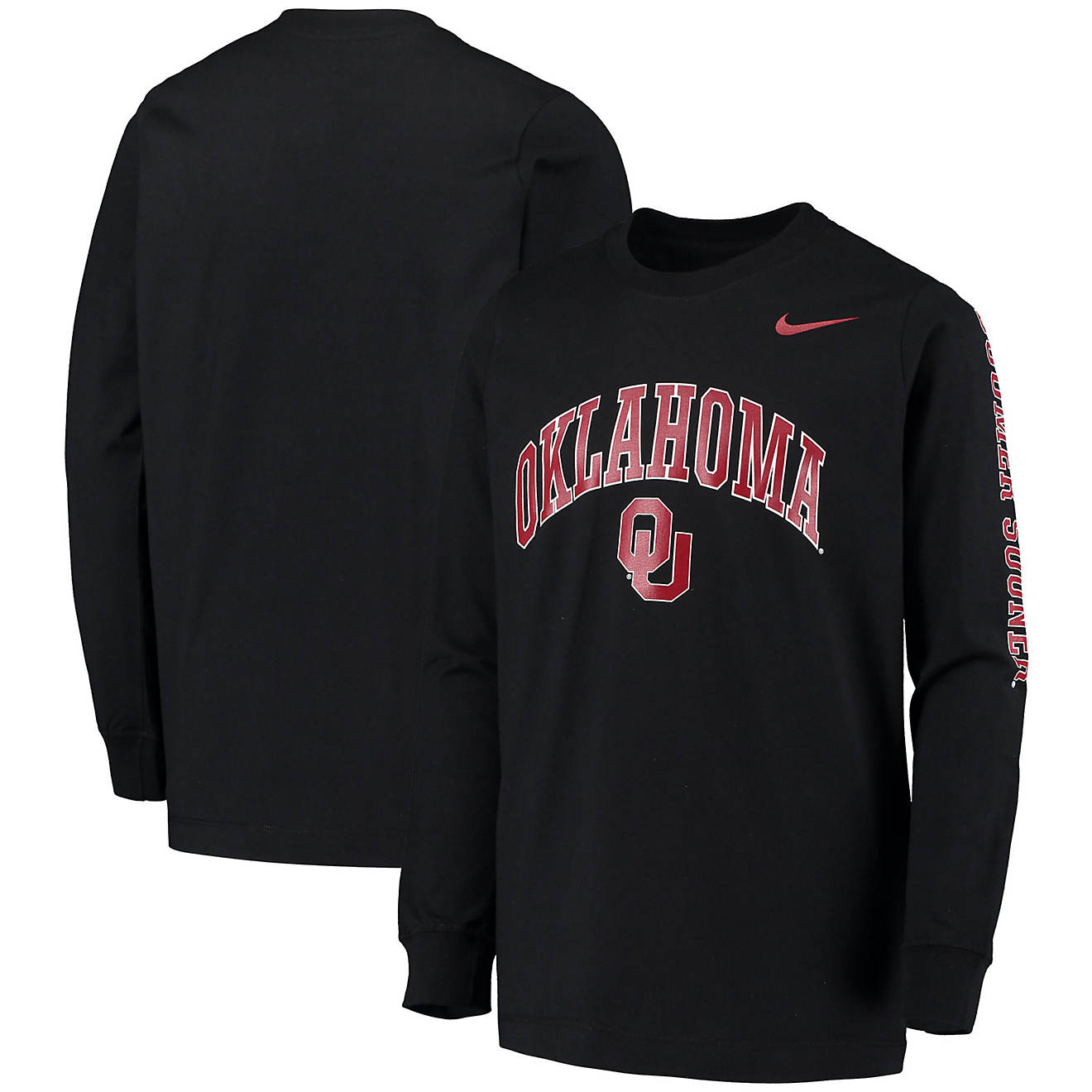 Youth Nike Oklahoma Sooners Arch  Logo 2-Hit Long Sleeve T-Shirt                                                                 - view number 1