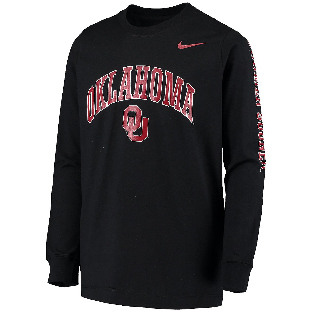 Youth Nike Oklahoma Sooners Arch  Logo 2-Hit Long Sleeve T-Shirt                                                                 - view number 2