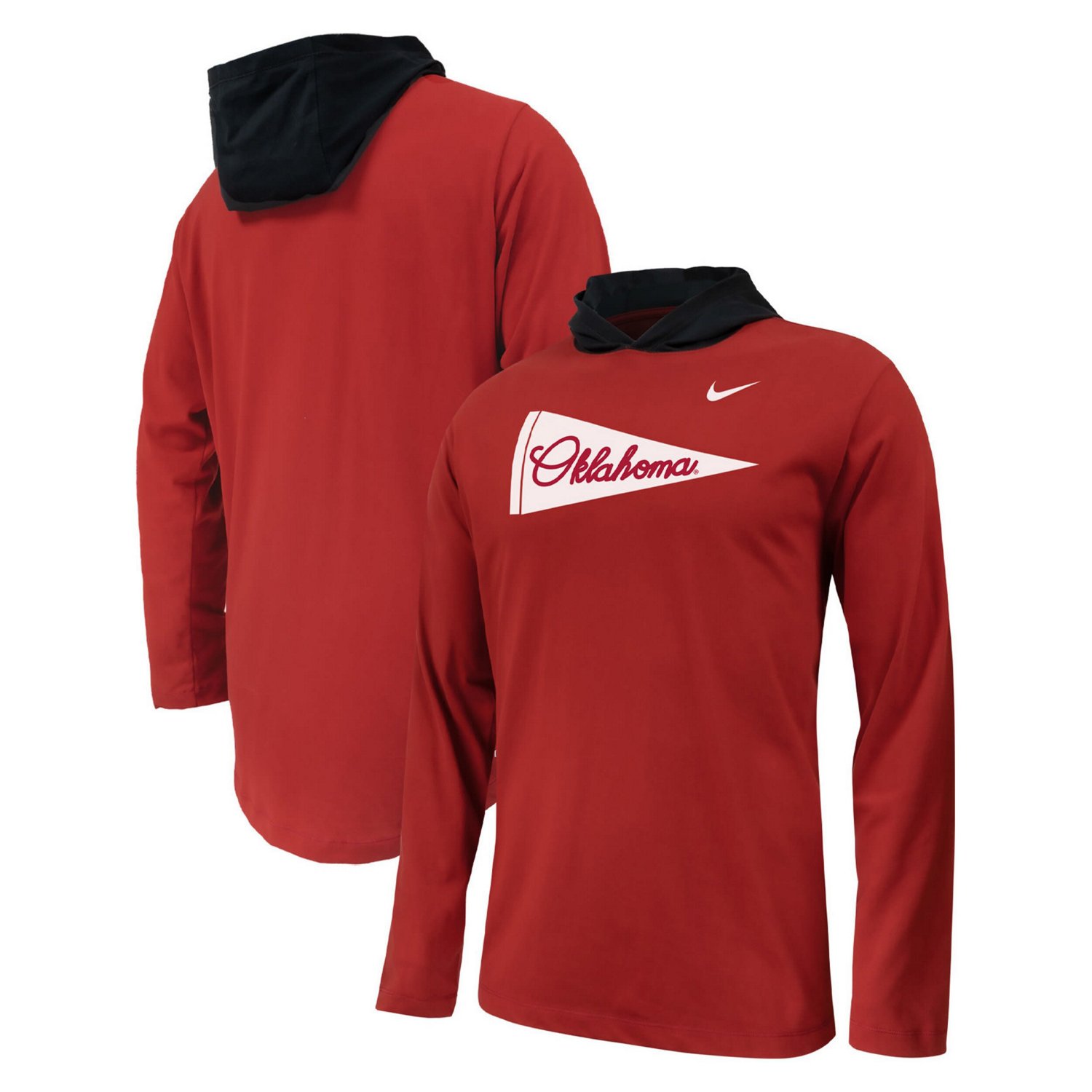 Youth Nike Oklahoma Sooners Sideline Performance Long Sleeve Hoodie T Shirt Academy