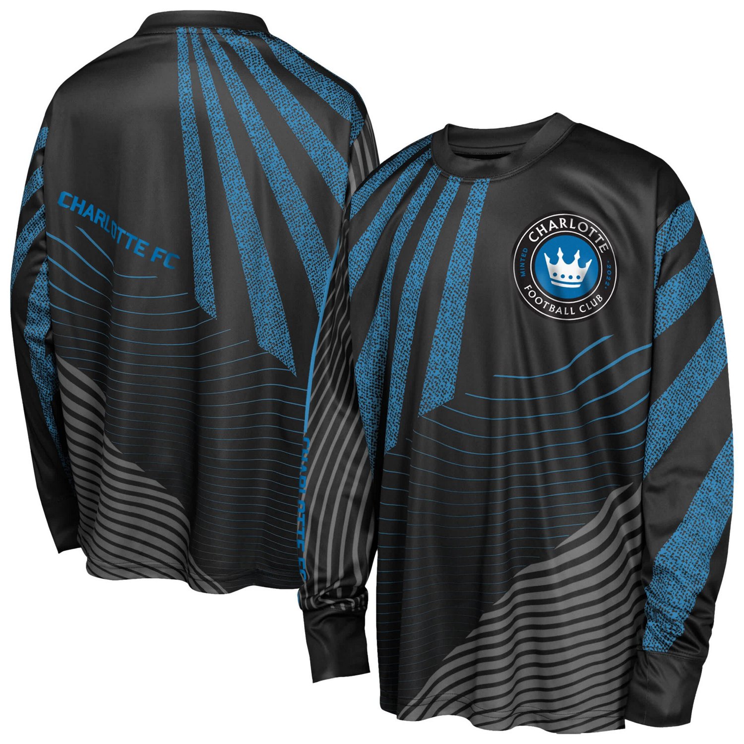 Youth Outerstuff Charlotte FC Nifty Netminder Long Sleeve T-Shirt