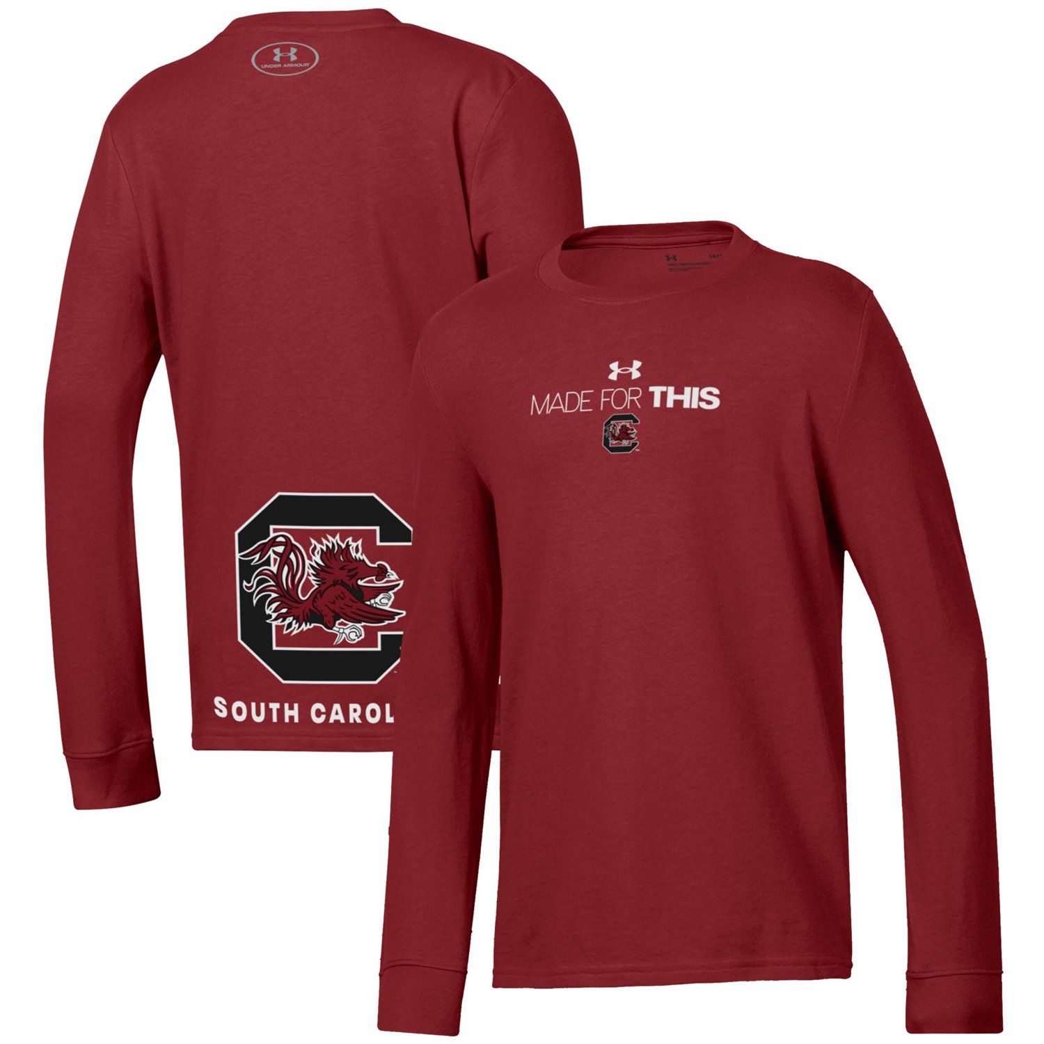 Youth Under Armour Garnet South Carolina Gamecocks 2024 On Court Bench Unity Performance Long Sleeve T Shirt Academy