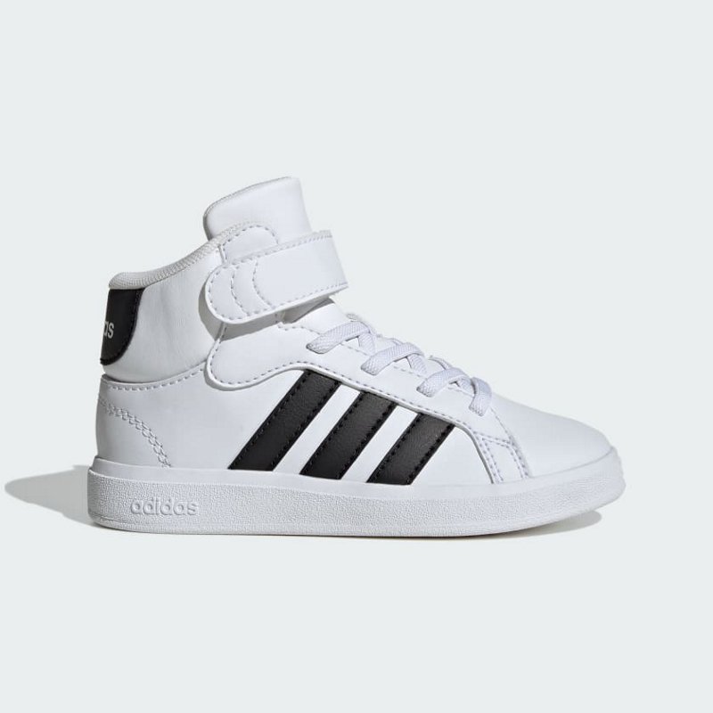 adidas Kids' Grand Court Mid Shoes White/Black, 5.5 - Youth Running at Academy Sports