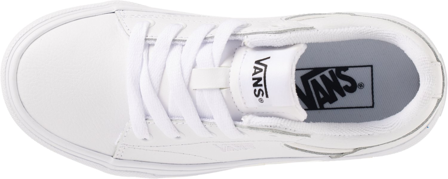 Kids white leather vans sale