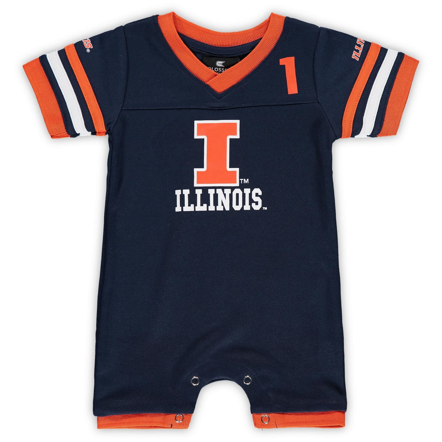 Newborn  Infant Colosseum Illinois Fighting Illini Bumpo Football Logo Romper