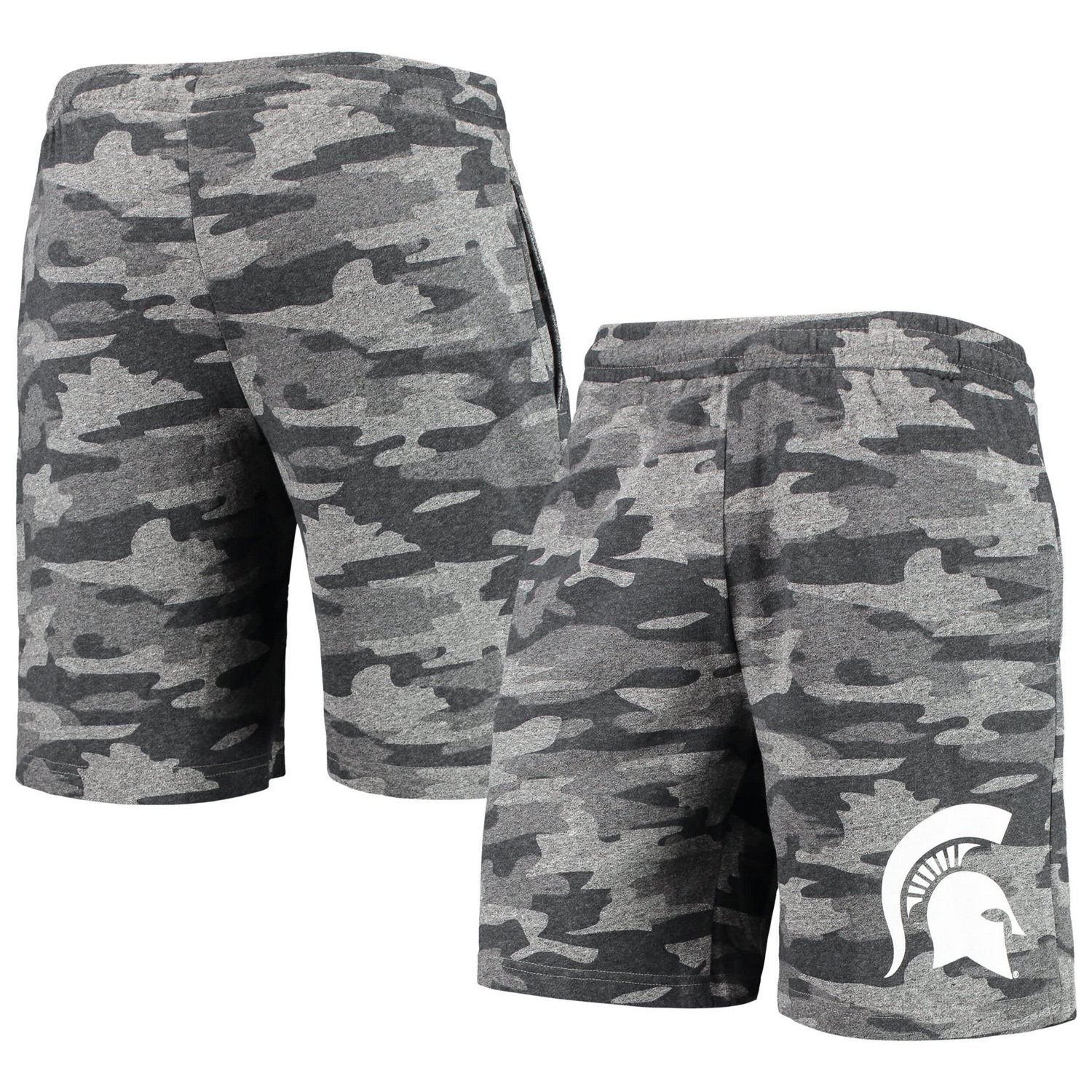 Concepts Sport /Gray Michigan State Spartans Camo Backup Terry Jam Lounge Shorts