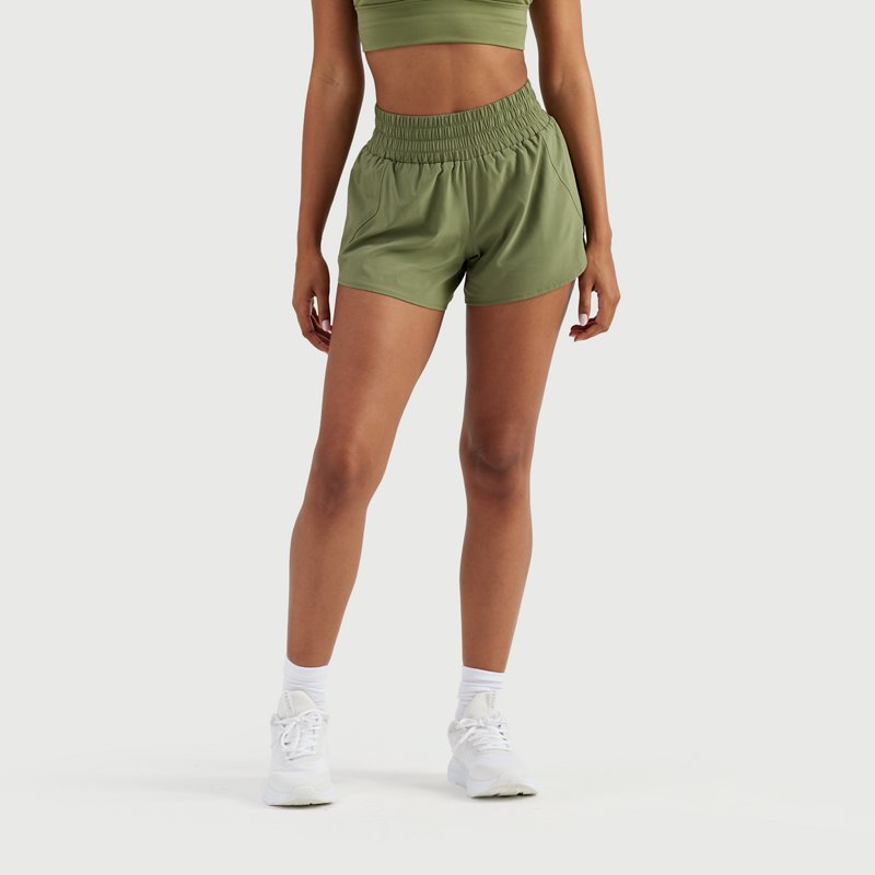 Freely Women's Run HI Layered Shorts 3.5 in Olivine, X-Large - Women's Running Btms at Academy Sports