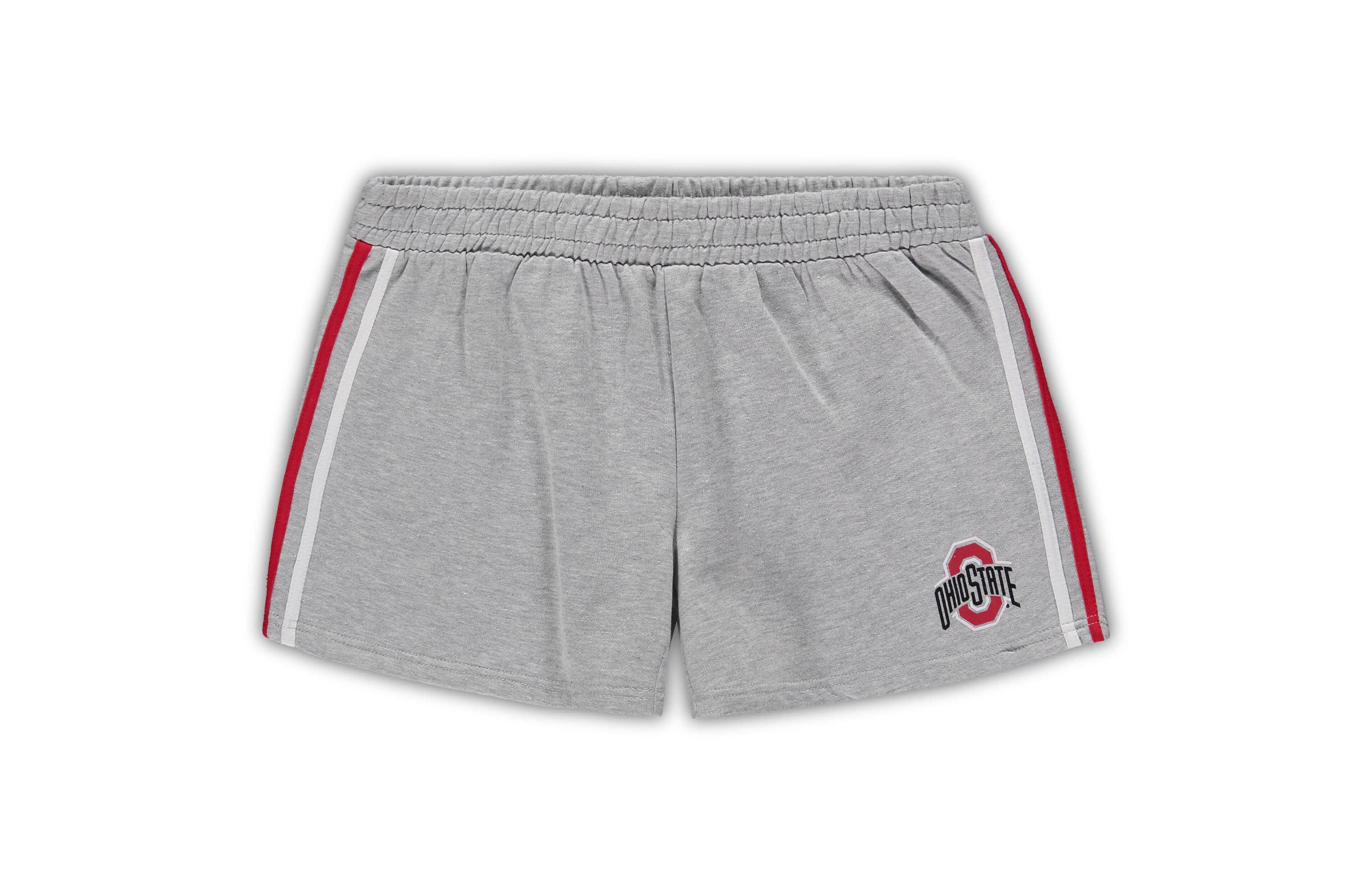 Heathered Gray Ohio State Buckeyes Plus Size 2 Stripes Shorts