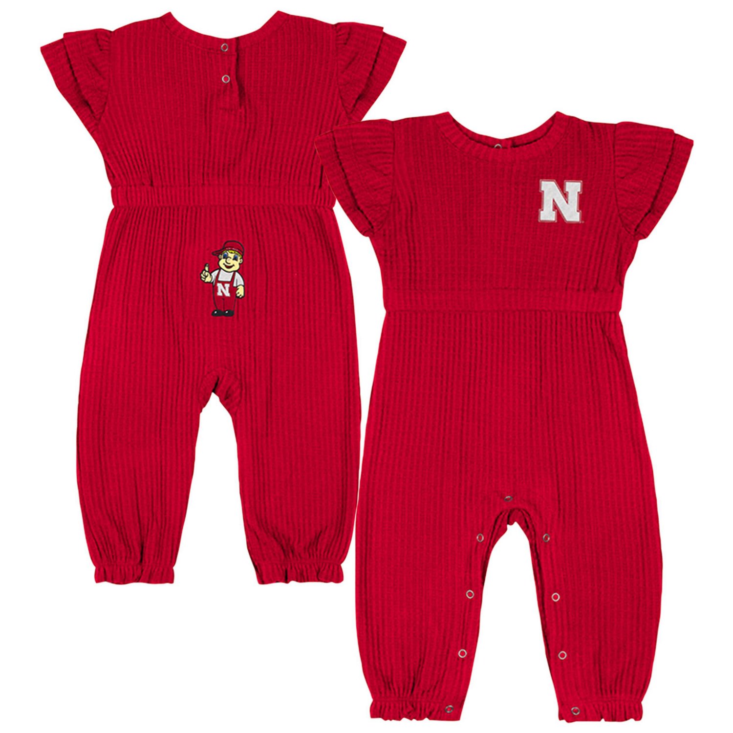 Infant Colosseum Nebraska Huskers Beautopia Waffle Knit Romper