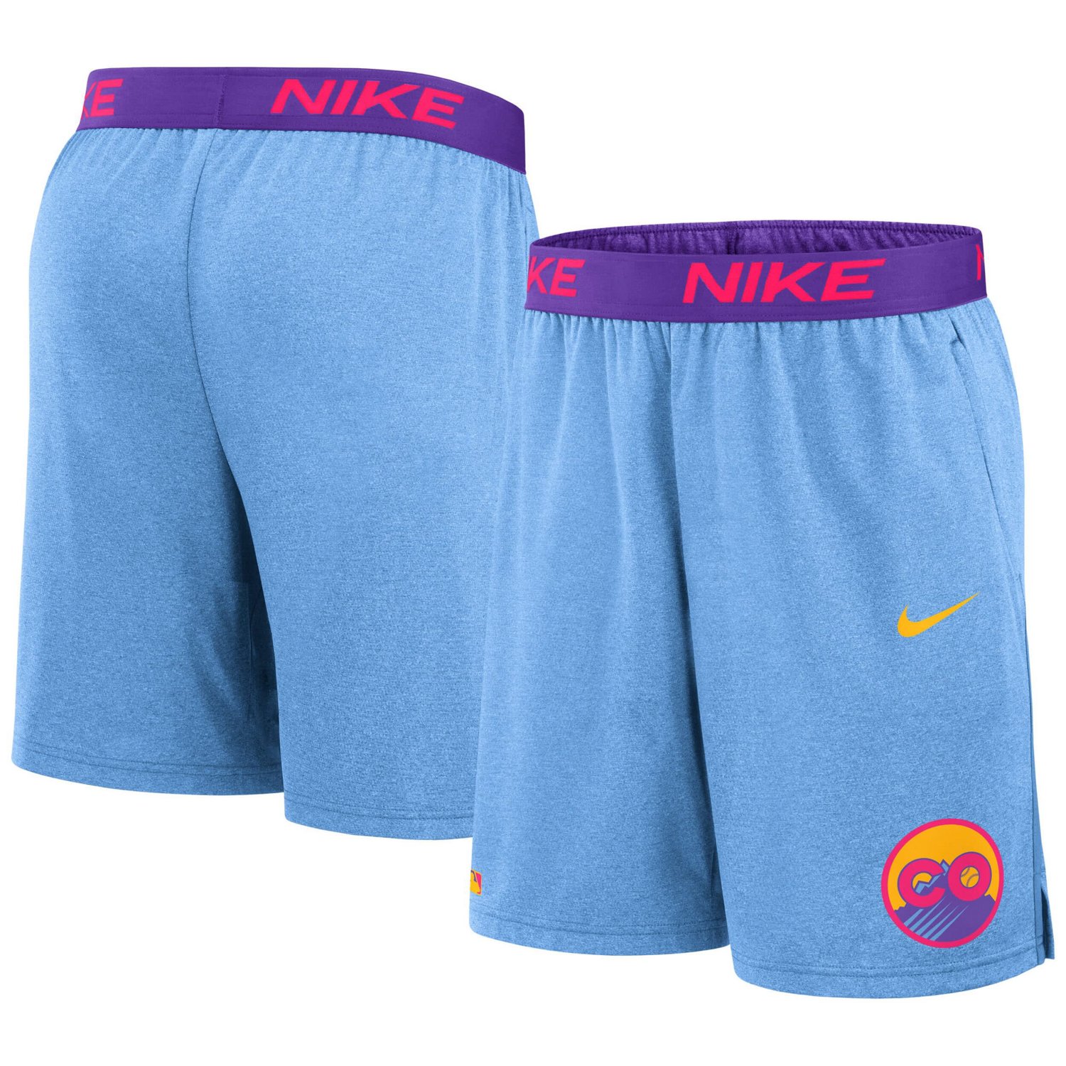 Men's Nike  Light Blue Colorado Rockies 2025 City Connect Authentic Collection Performance Knit Shorts - view number 3