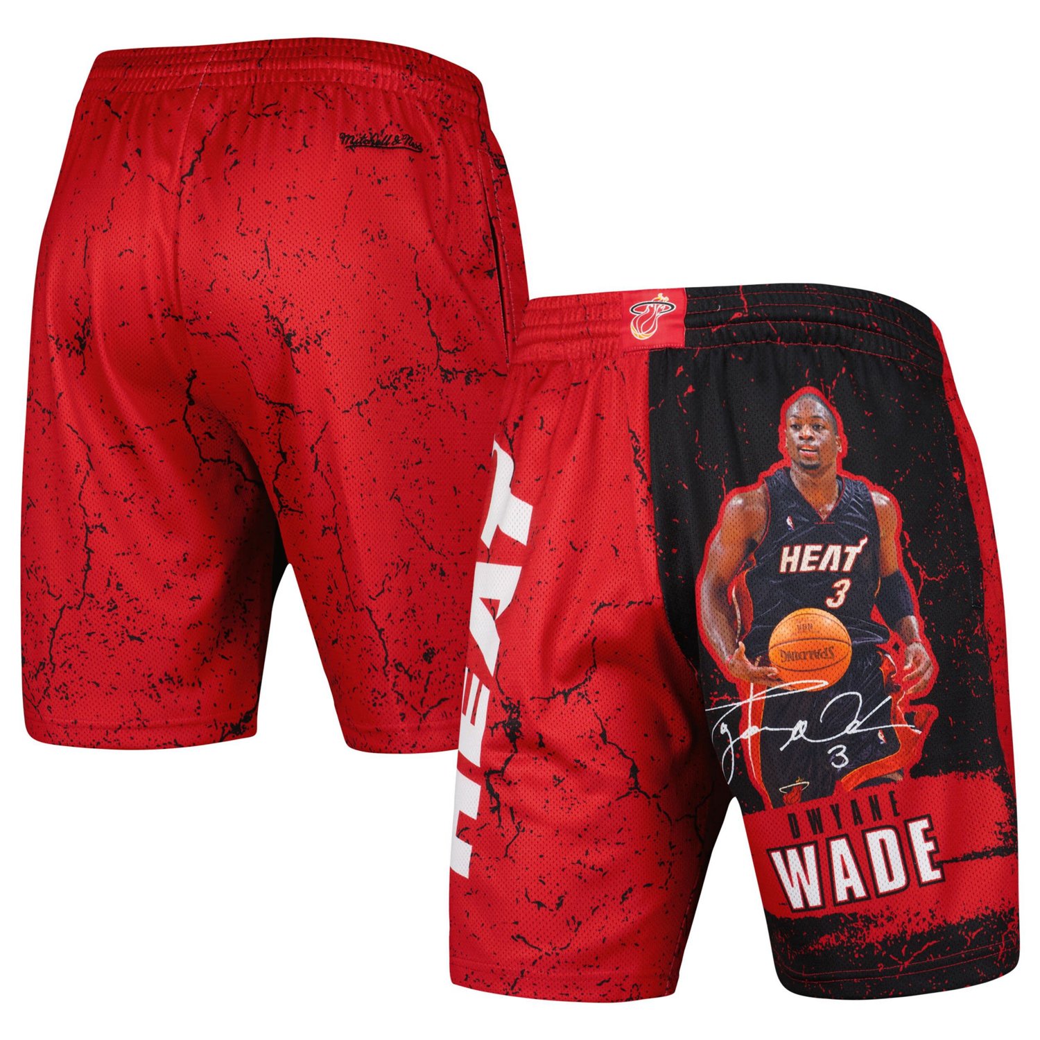 Mitchell  Ness Dwyane Wade Miami Heat Hardwood Classics Player Burst Shorts                                                      - view number 1
