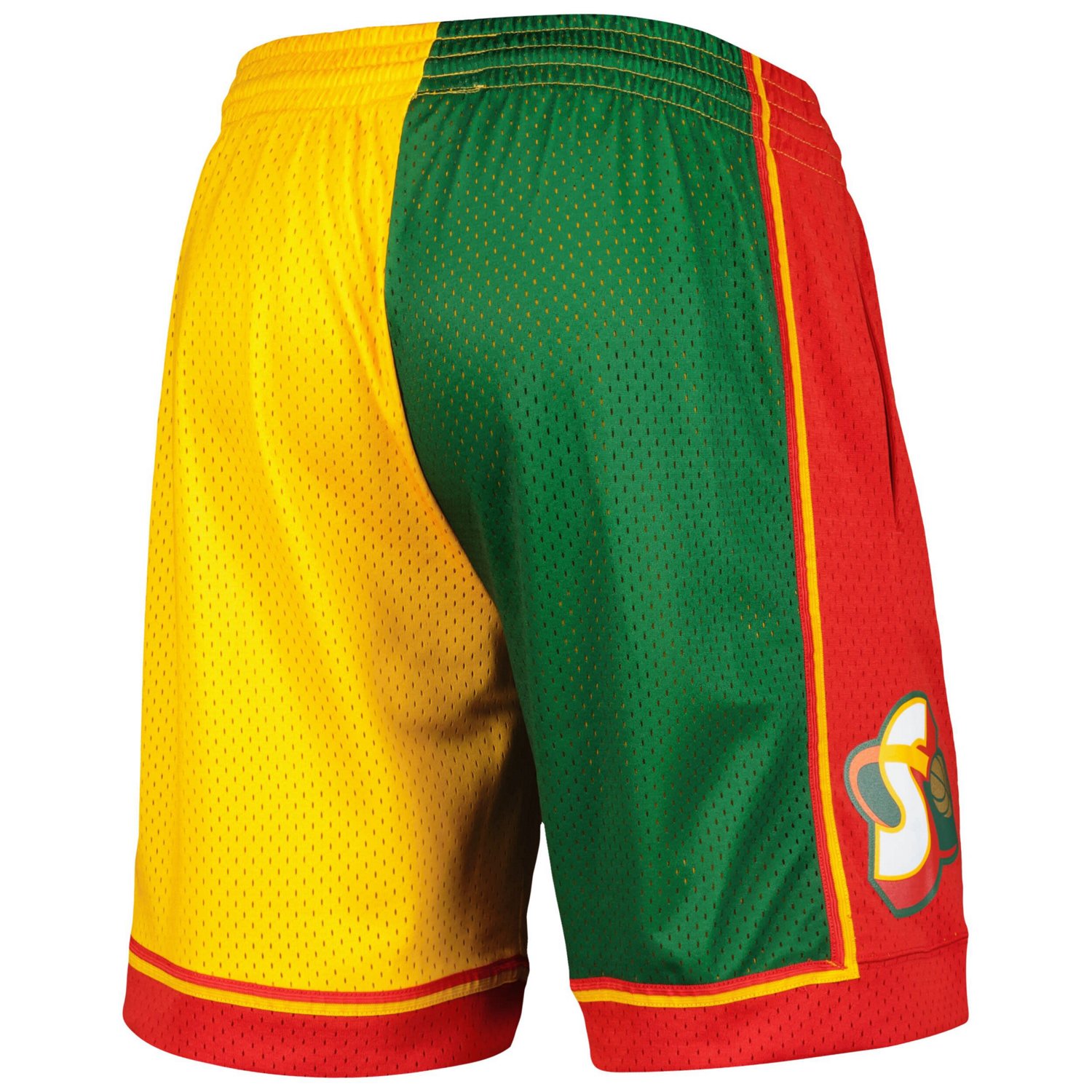 Mitchell  Ness Gold Seattle SuperSonics Hardwood Classics 1995 Split Swingman Shorts                                             - view number 3