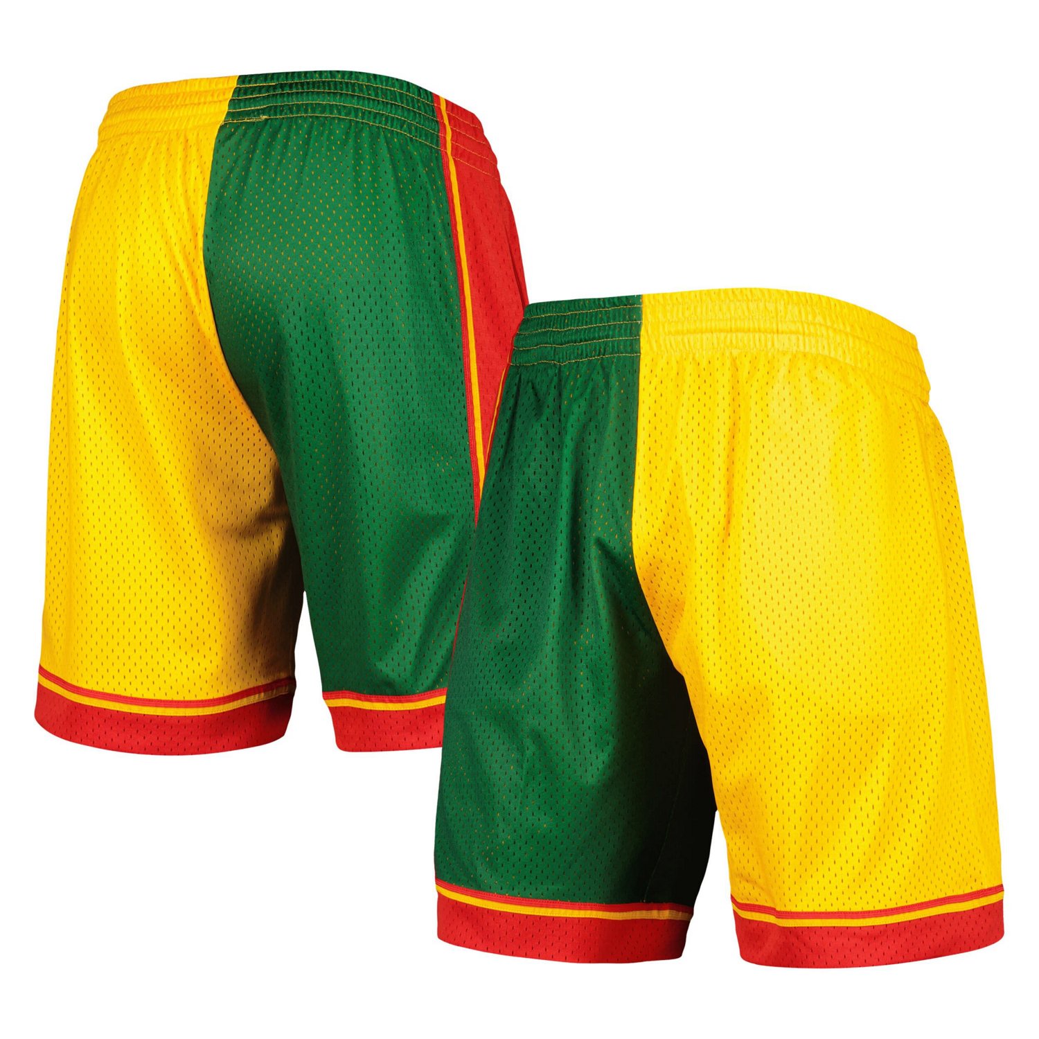 Mitchell  Ness Gold Seattle SuperSonics Hardwood Classics 1995 Split Swingman Shorts                                             - view number 1