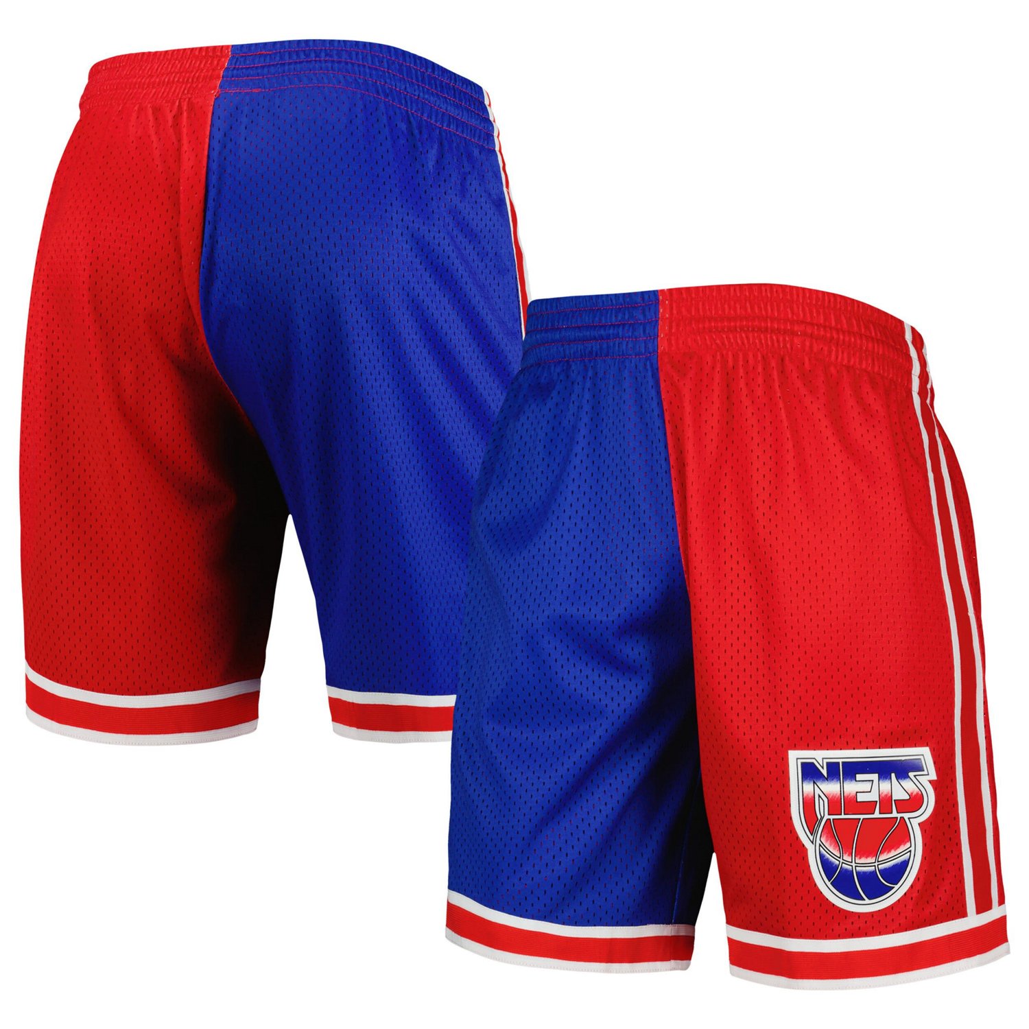Mitchell  Ness Red New Jersey Nets Hardwood Classics 1993 Split Swingman Shorts