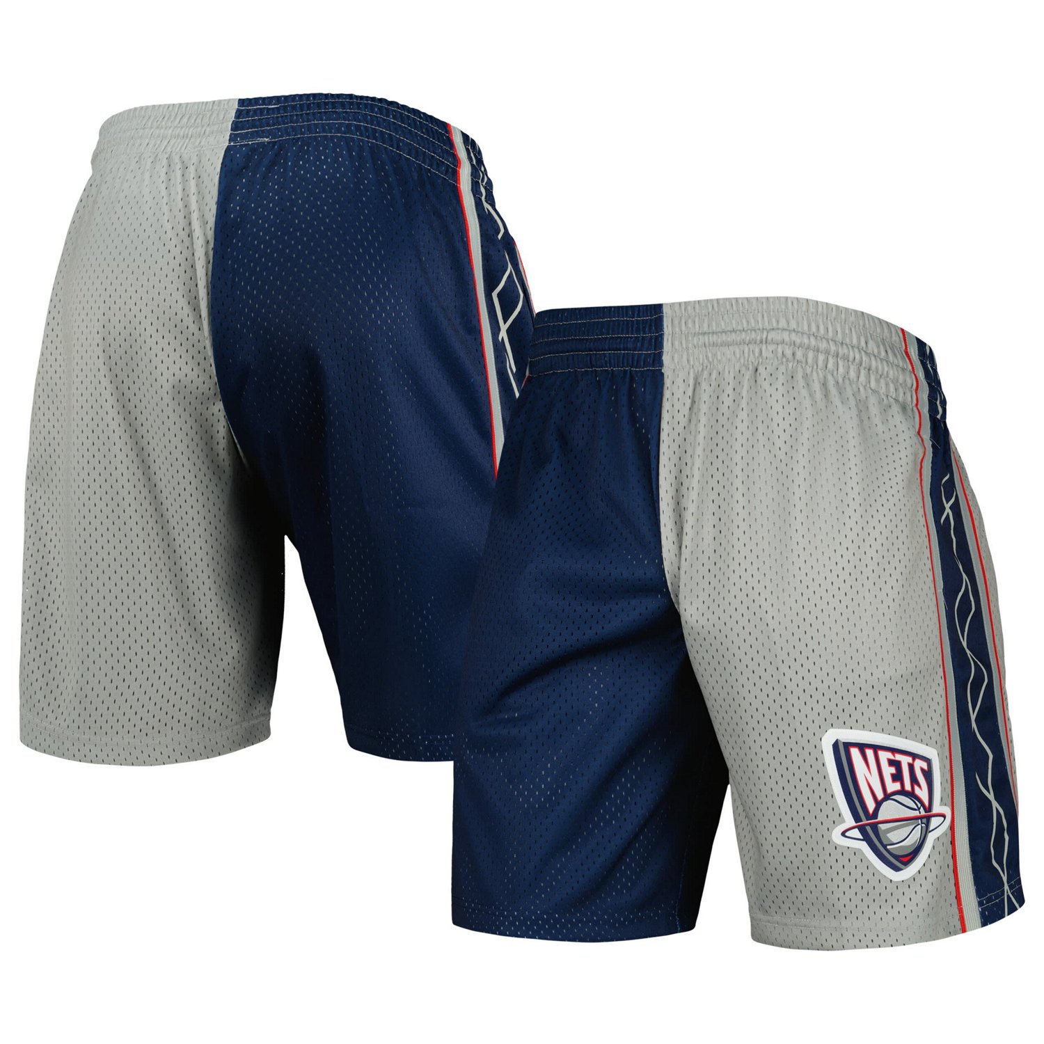 Mitchell  Ness Silver New Jersey Nets Hardwood Classics 2006 Split Swingman Shorts - view number 1
