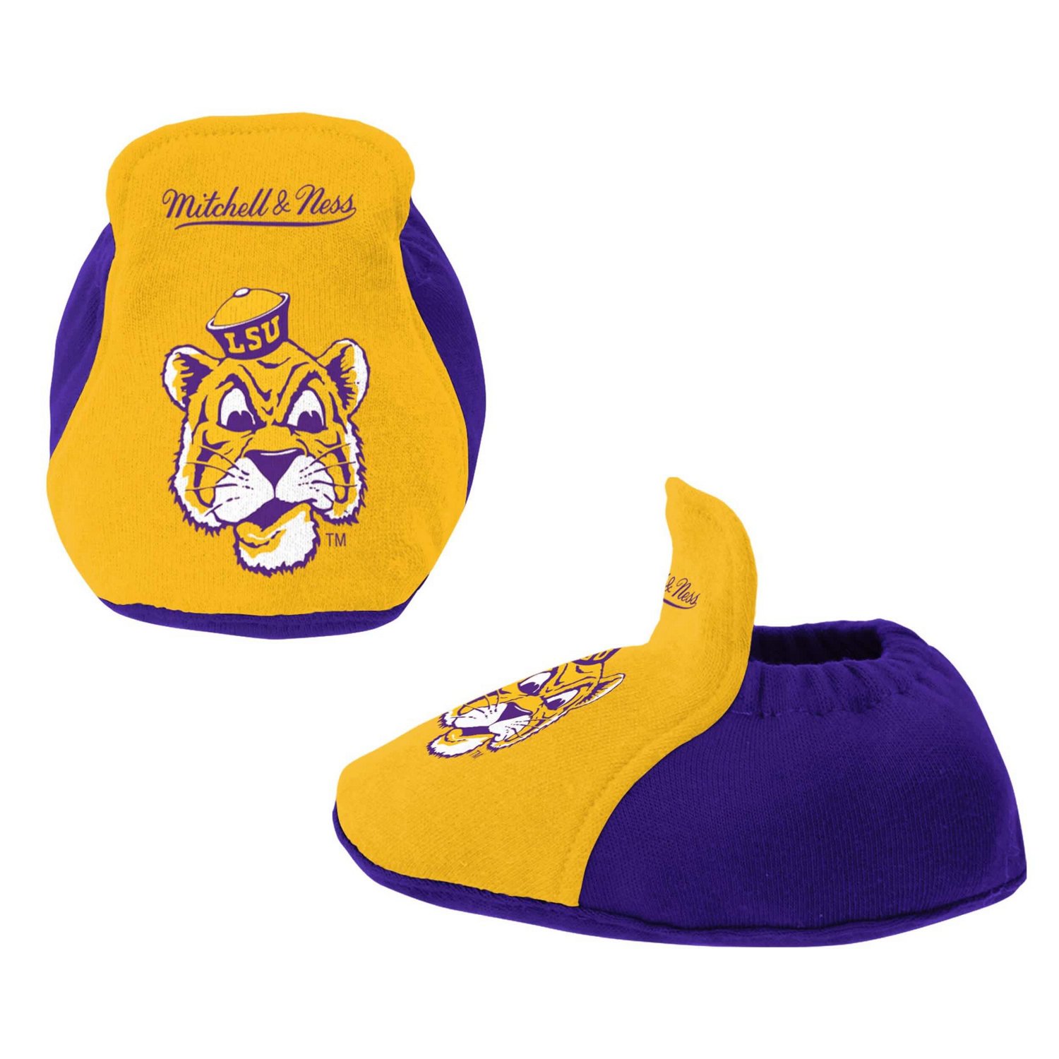 Newborn  Infant Mitchell Ness LSU Tigers 3-Pack Bodysuit Bib and Bootie Set