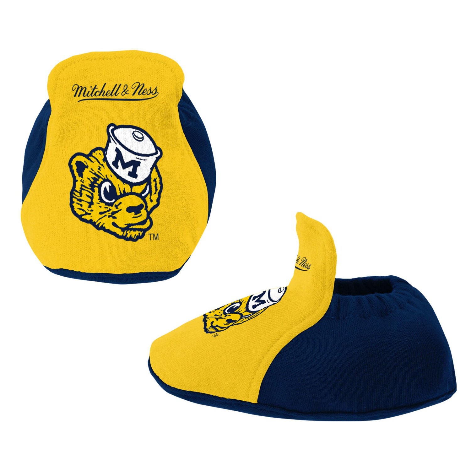 Newborn  Infant Mitchell Ness Michigan Wolverines 3-Pack Bodysuit Bib and Bootie Set