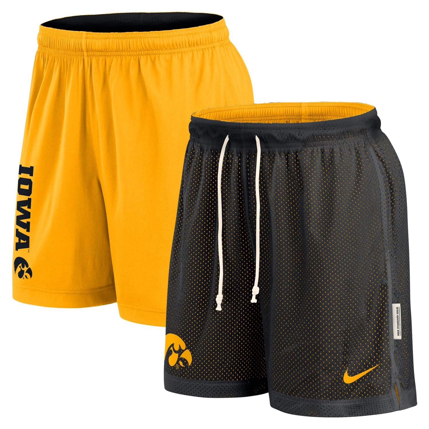 Nike Gold Iowa Hawkeyes Courtside Standard Issue Dri-FIT Reversible Shorts