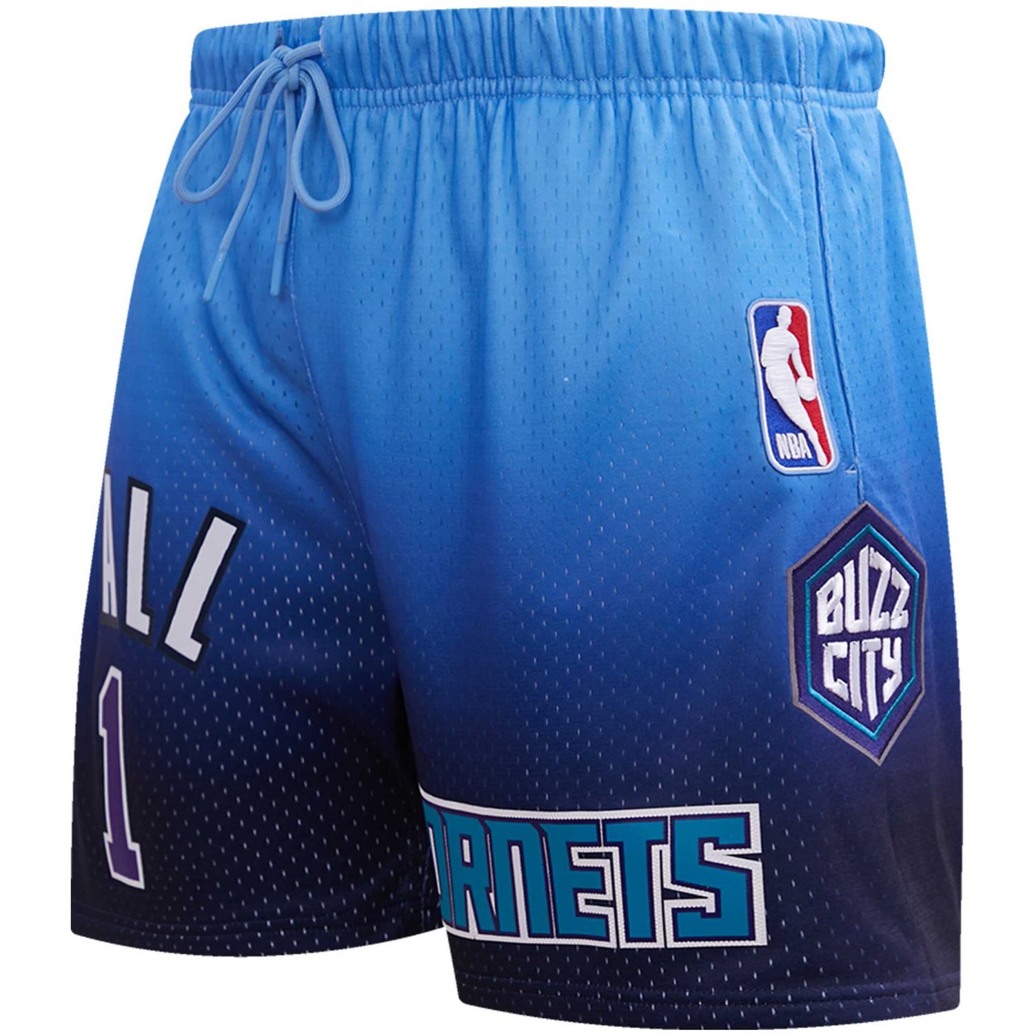 Post LaMelo Ball /Blue Charlotte Hornets Ombre Name  Number Shorts                                                               - view number 2