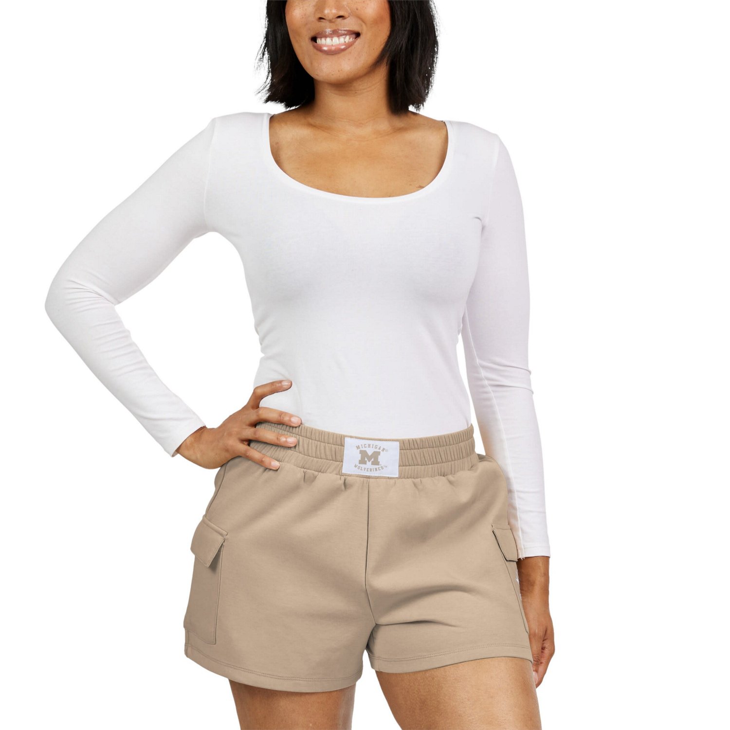 WEAR by Erin Andrews Michigan Wolverines Neutral Shorts - view number 4