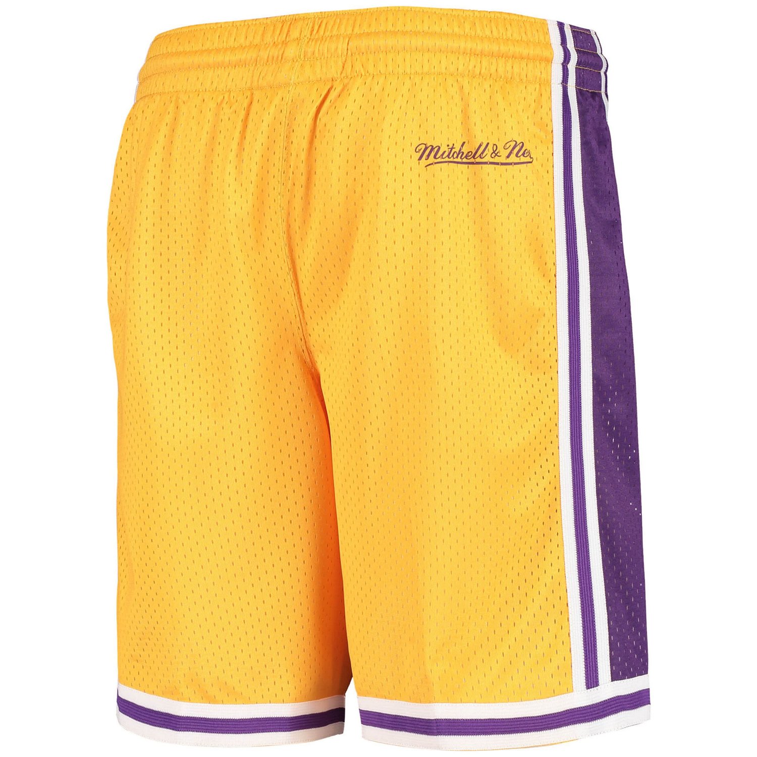 Youth Los Angeles Lakers Hardwood Classics Throwback Big Face Mesh Shorts                                                        - view number 3