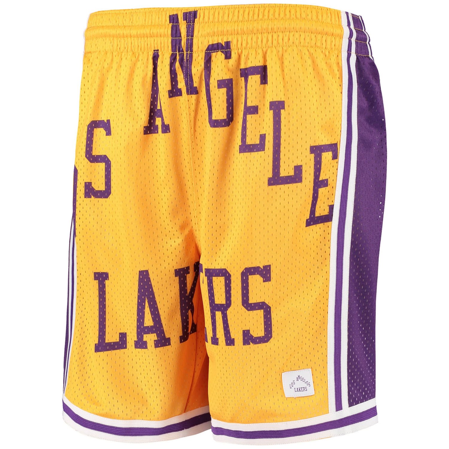 Youth Los Angeles Lakers Hardwood Classics Throwback Big Face Mesh Shorts                                                        - view number 2