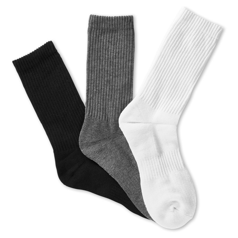 BCG Solids Everyday Crew Socks 3-Pack White/Grey, Medium - Dress And Casual Socks at Academy Sports