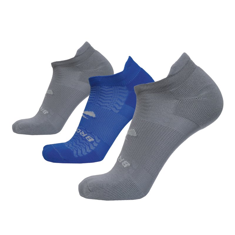Brooks Adults' Run-In Running No-Show Socks 3-Pack Grey/Blue, Large - Athletic Socks at Academy Sports