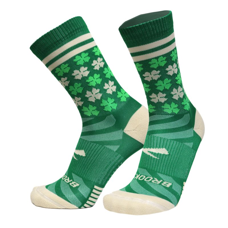 Brooks Ghost Lite Run Lucky Crew 1PK Green/White, Medium - Athletic Socks at Academy Sports