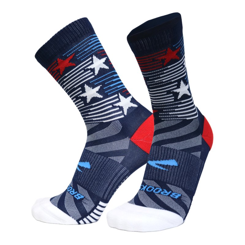 Brooks Ghost Lite Run USA No Show 2-Pack Blue/Red, Large - Athletic Socks at Academy Sports
