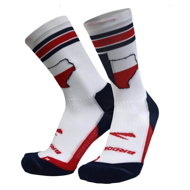 Brooks Men’s Texas Ghost Lite Crew Socks White/Navy Blue/Red, Large - Athletic Socks at Academy Sports