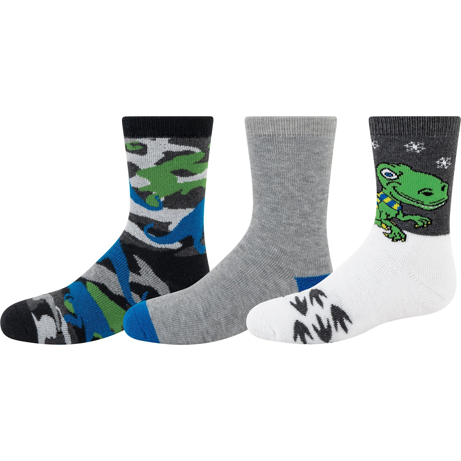 Magellan Boys Dino Snow Camo Crew Sock 3 Pack