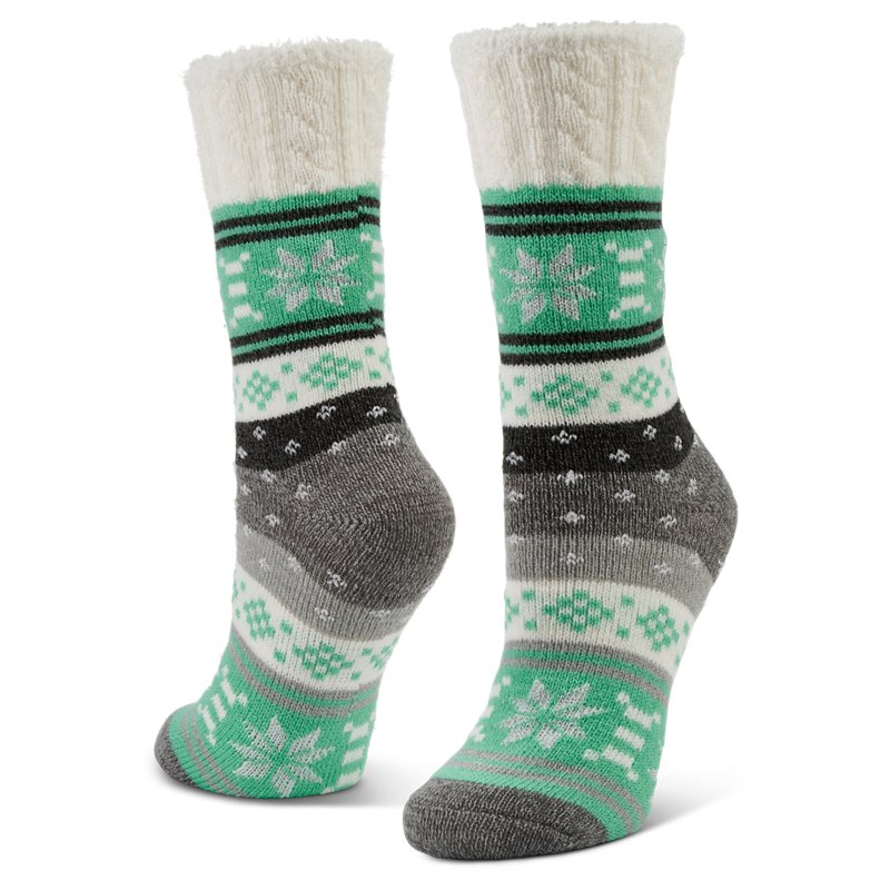 Magellan Outdoors Women's Metallic Snow Mid Calf Crew Socks Turquoise/Black, Medium - Western And Thermal Socks at Academy Sports