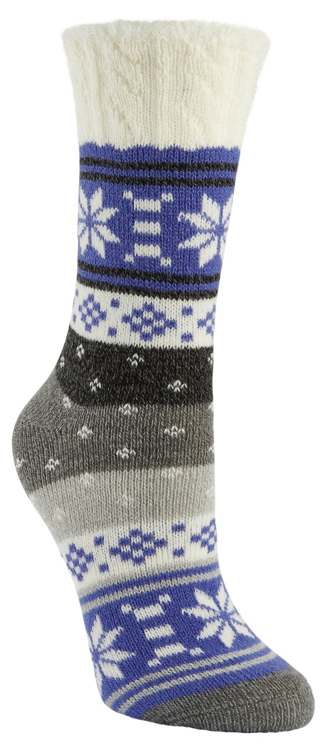 Magellan Women's Cable Cuff Snowflake Lodge Mid-Calf Socks