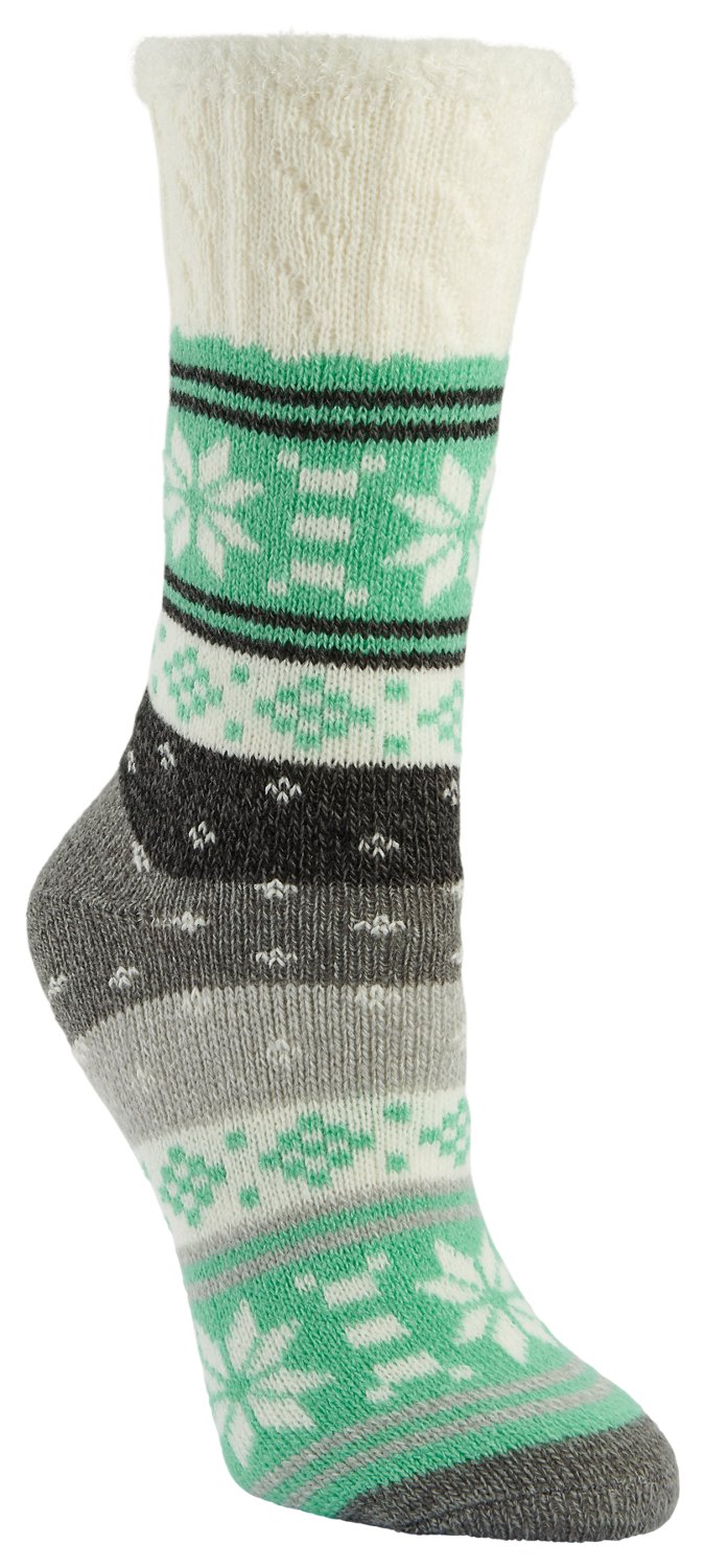 Magellan Women's Cable Cuff Snowflake Lodge Mid-Calf Socks