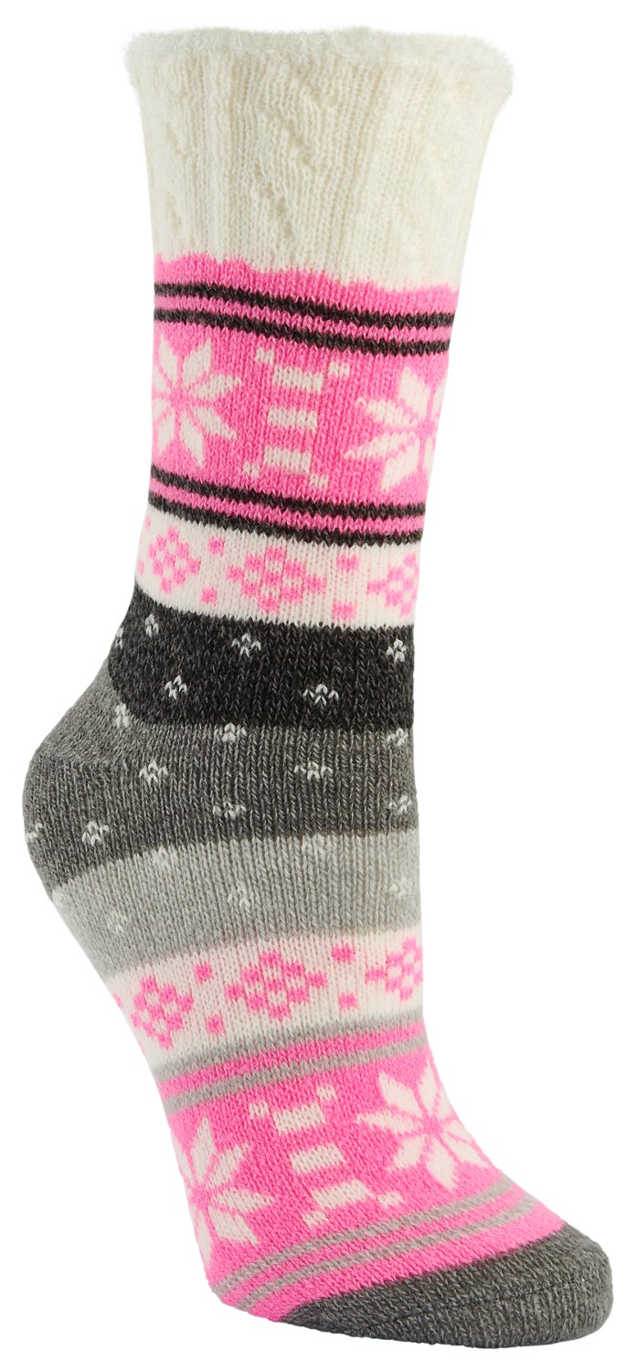 Magellan Women's Cable Cuff Snowflake Lodge Mid-Calf Socks
